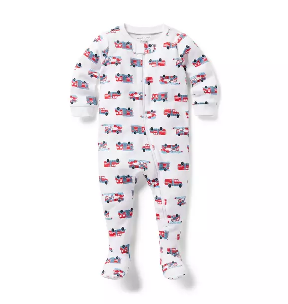 Baby Good Night Footed Pajama in Fire Trucks