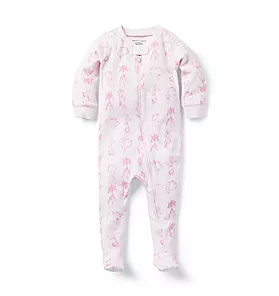 Baby Good Night Footed Pajama in Bunny Toile