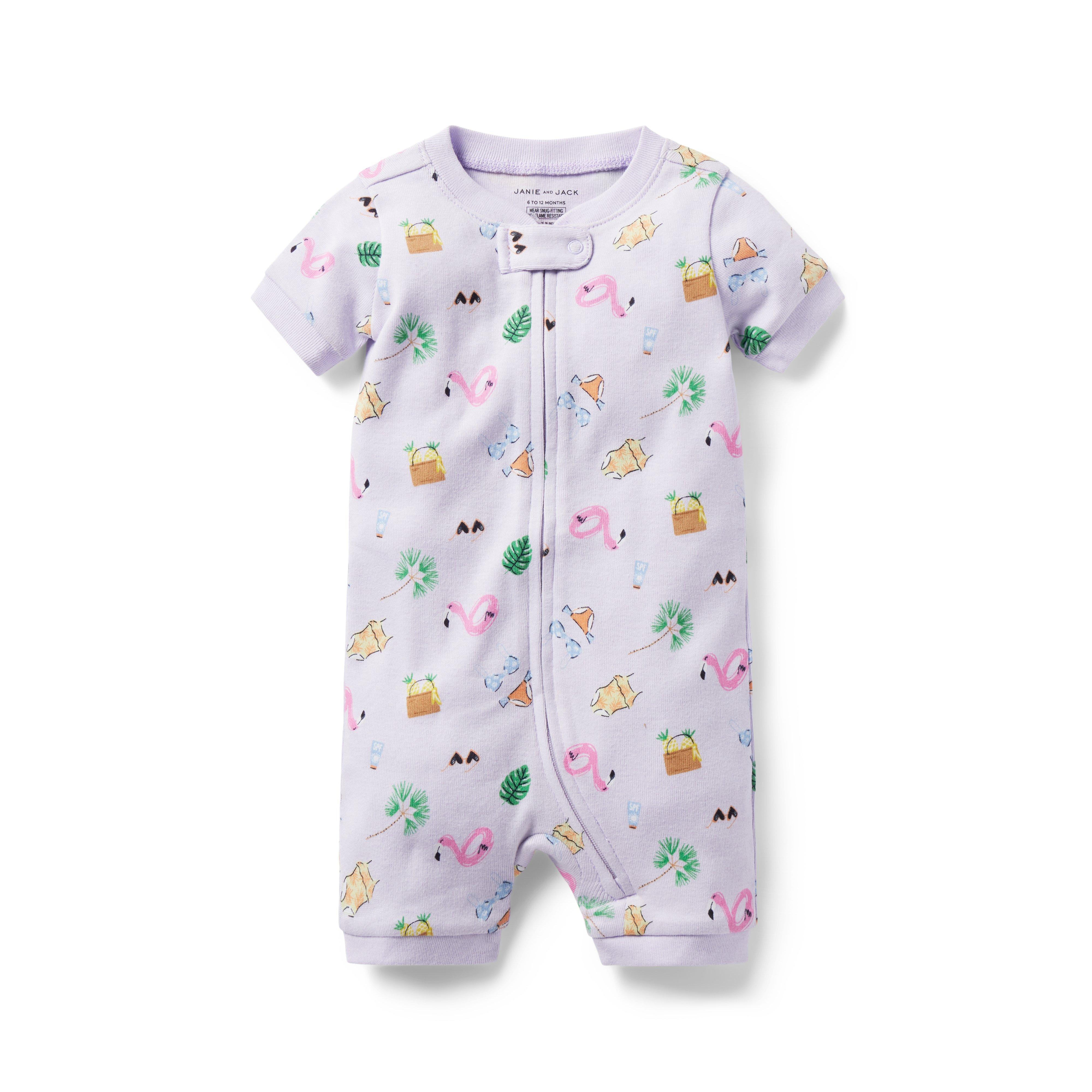 Baby Good Night Short Zip Pajama in Beach Vacation