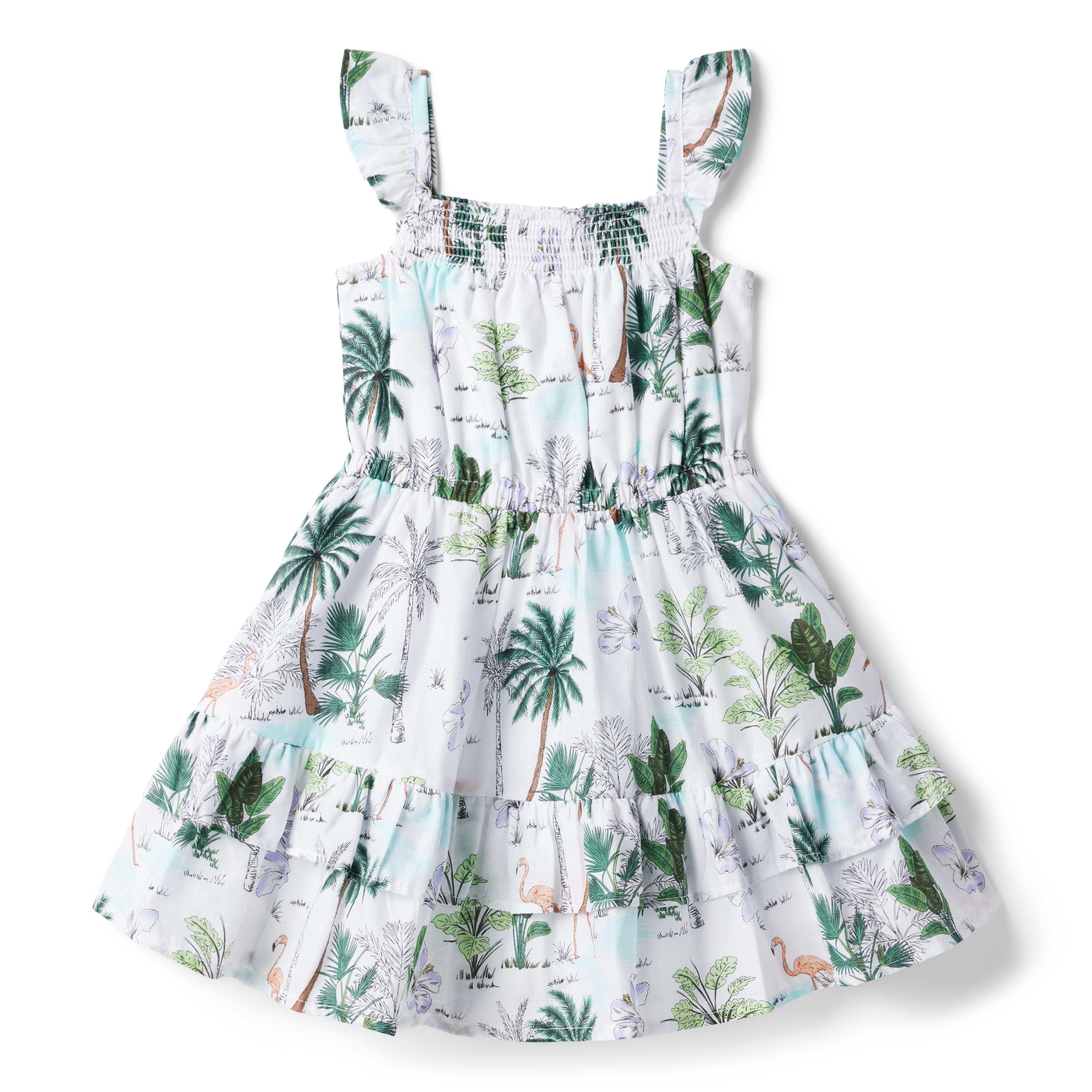 Tropical Flamingo Ruffle Dress image number 0