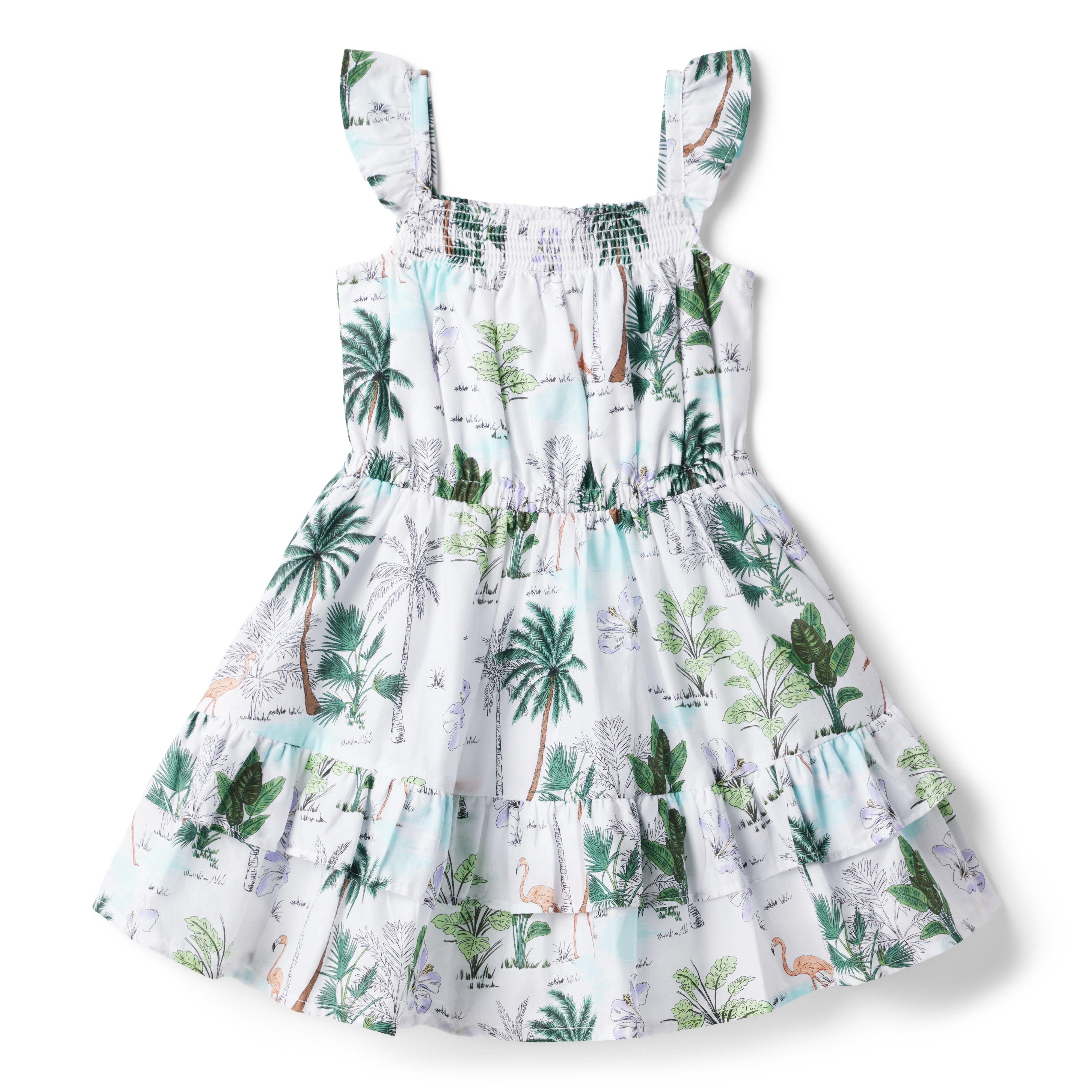 Tropical Flamingo Ruffle Dress