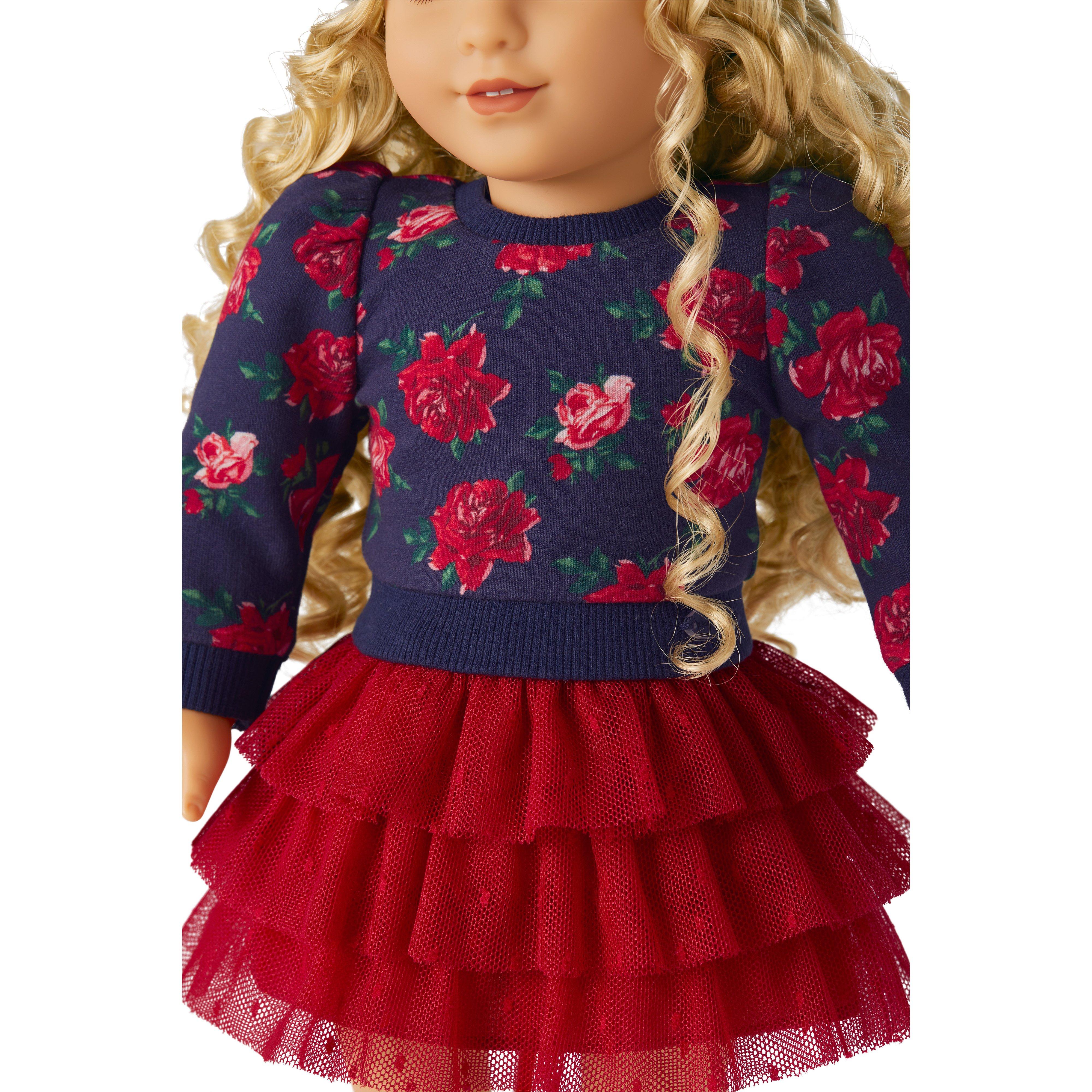 American Girl® x Janie And Jack Rose Red Tulle Skirt For Dolls image number 2