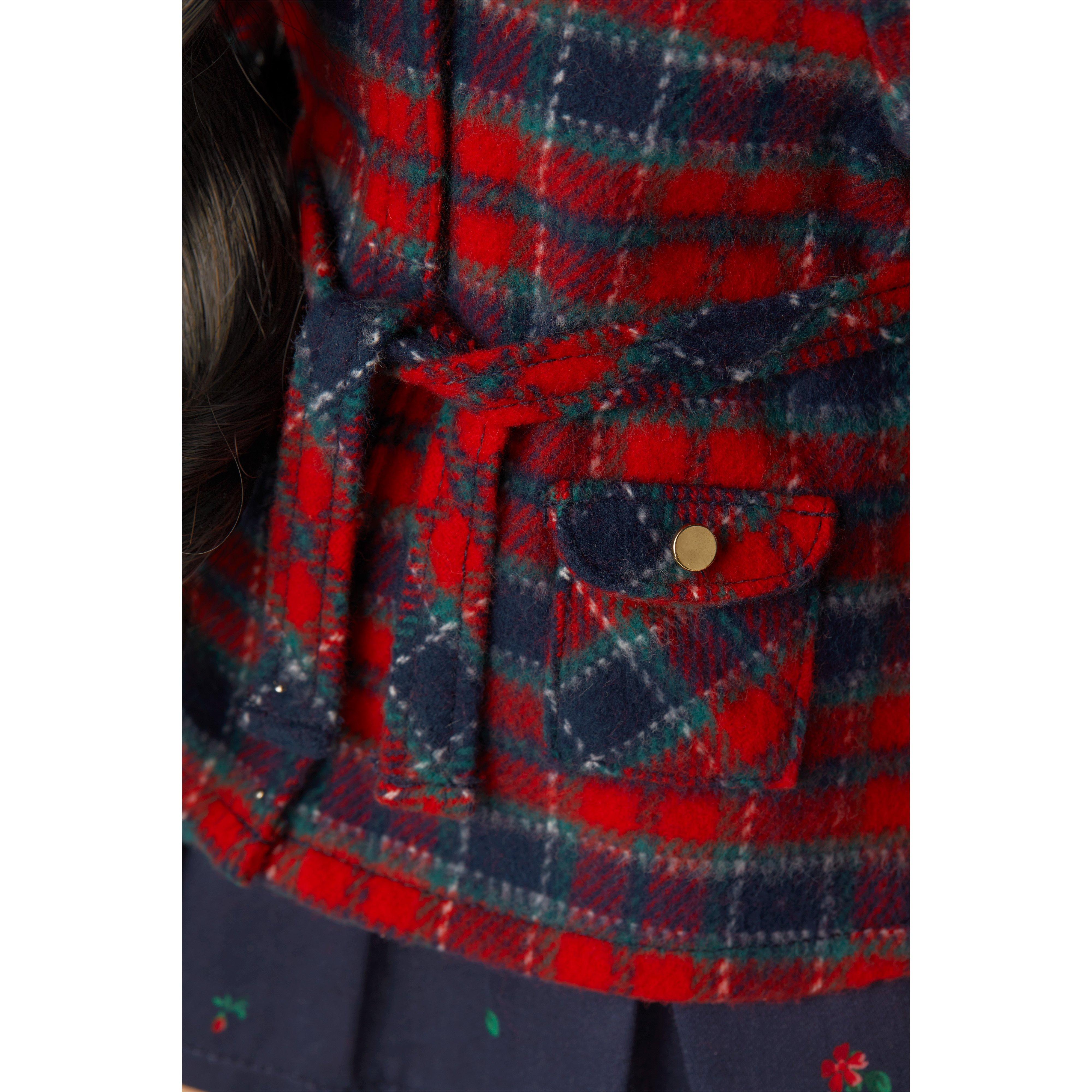 American Girl® x Janie and Jack Fur-Trim Plaid Coat For Dolls image number 2