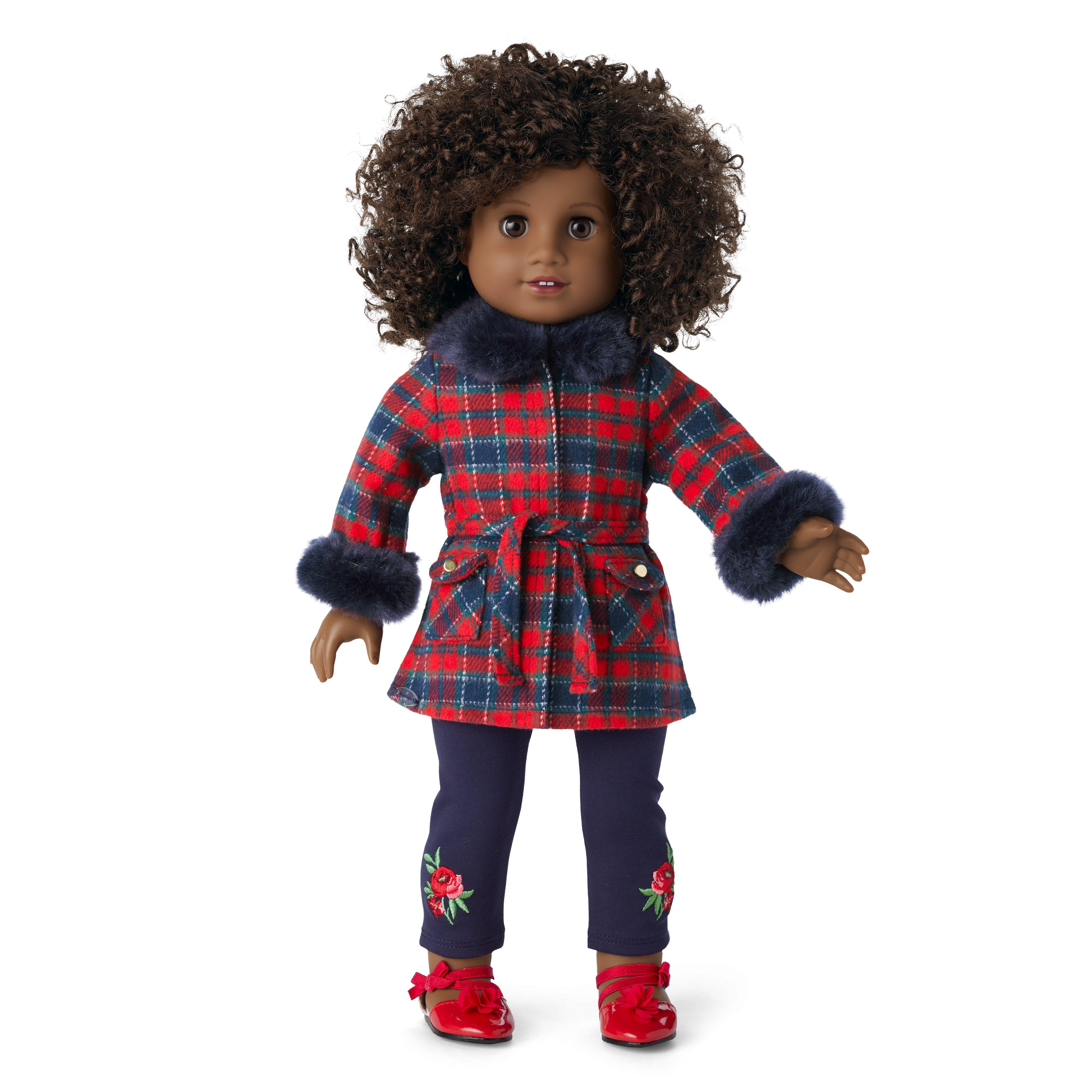 American Girl® x Janie and Jack Fur-Trim Plaid Coat For Dolls image number 4