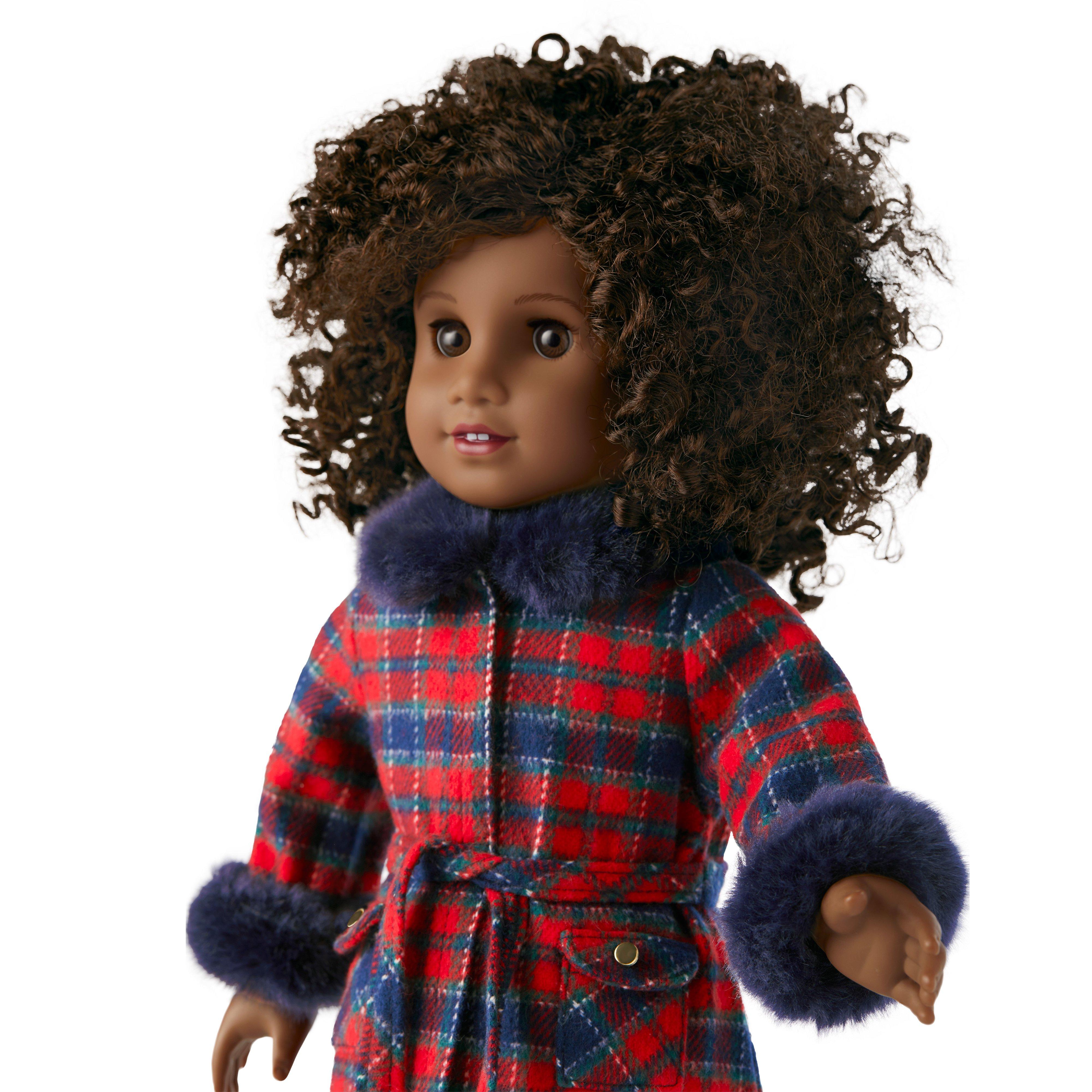 American Girl® x Janie and Jack Fur-Trim Plaid Coat For Dolls image number 1