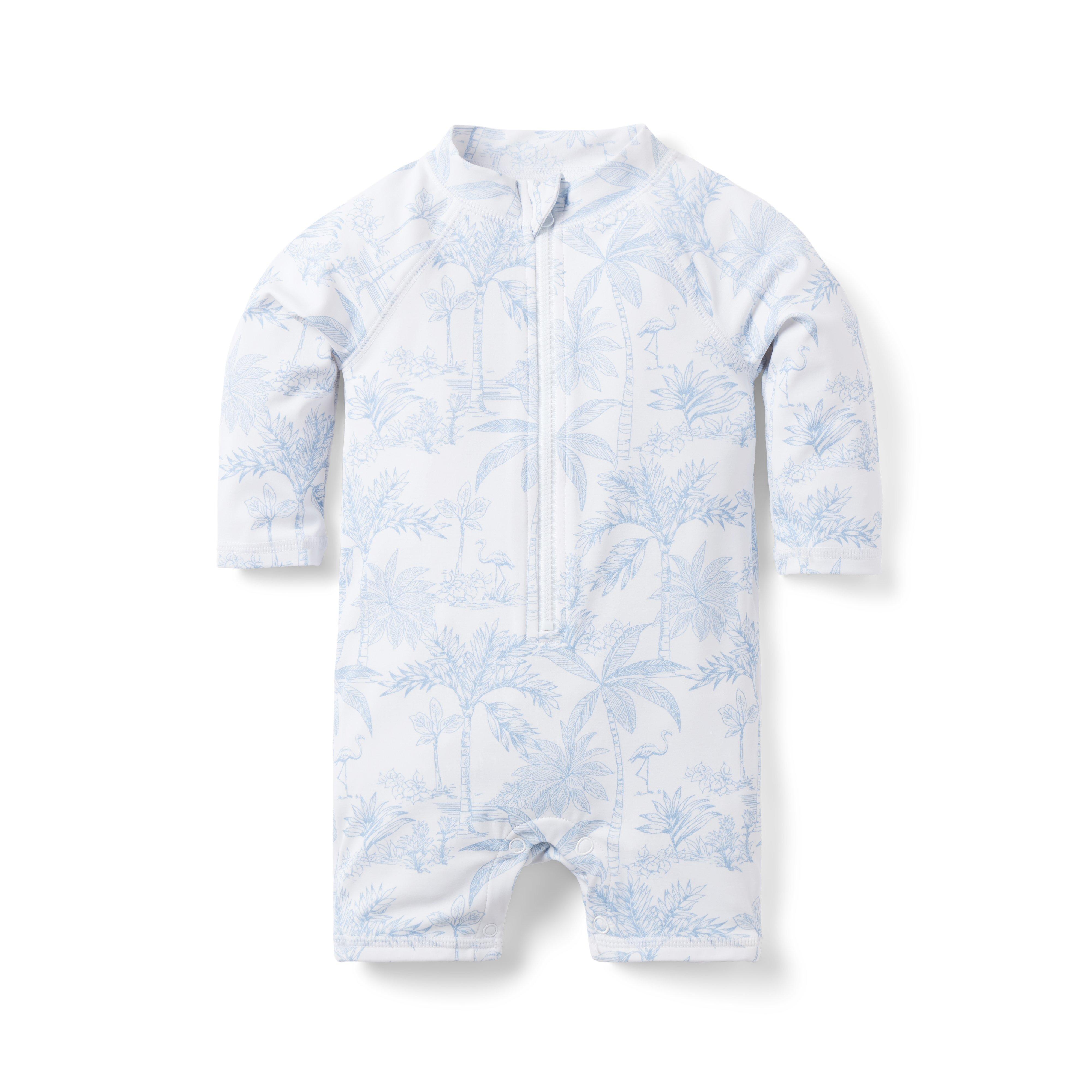 Baby Recycled Flamingo Toile Rash Guard Swimsuit image number 0