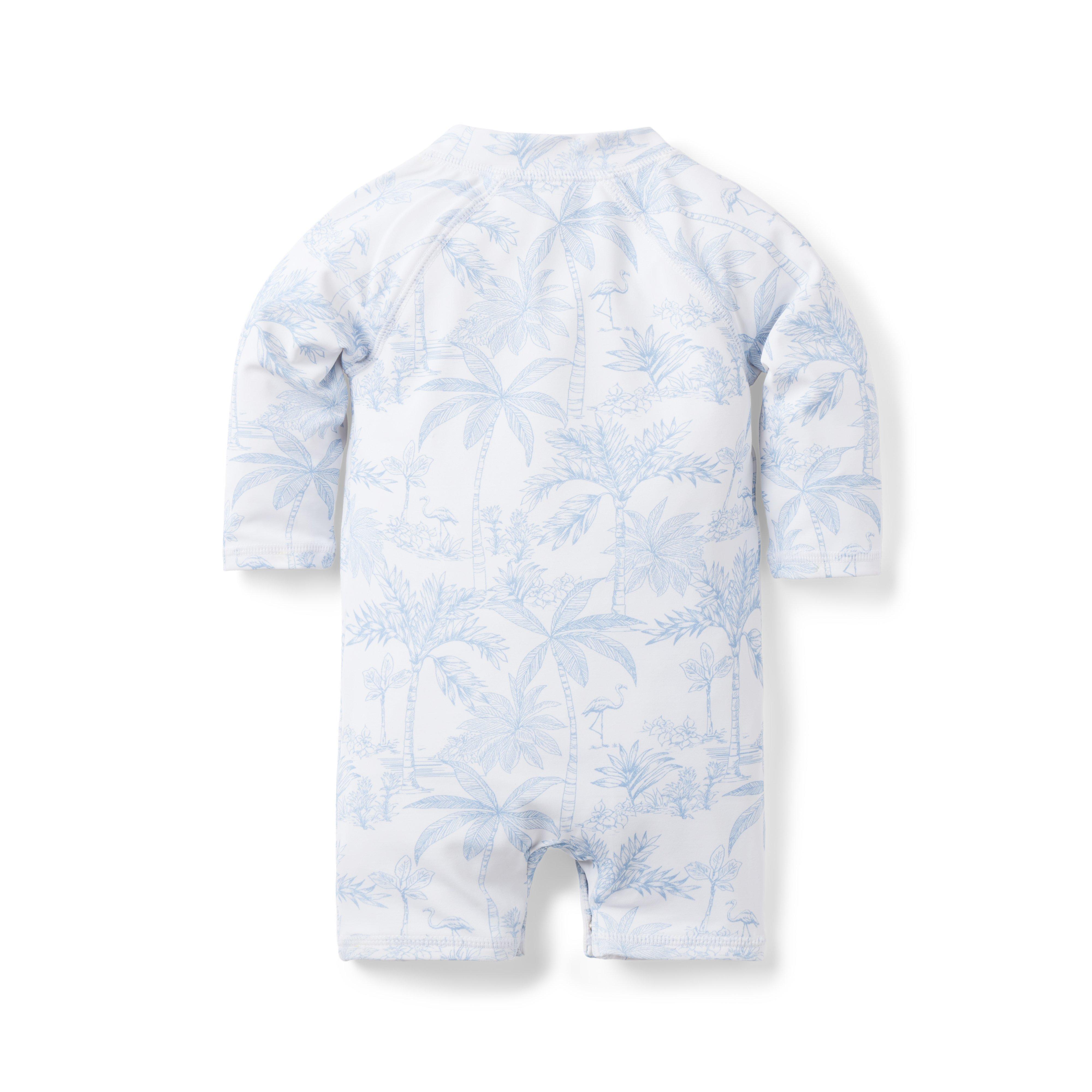 Baby Recycled Flamingo Toile Rash Guard Swimsuit image number 2