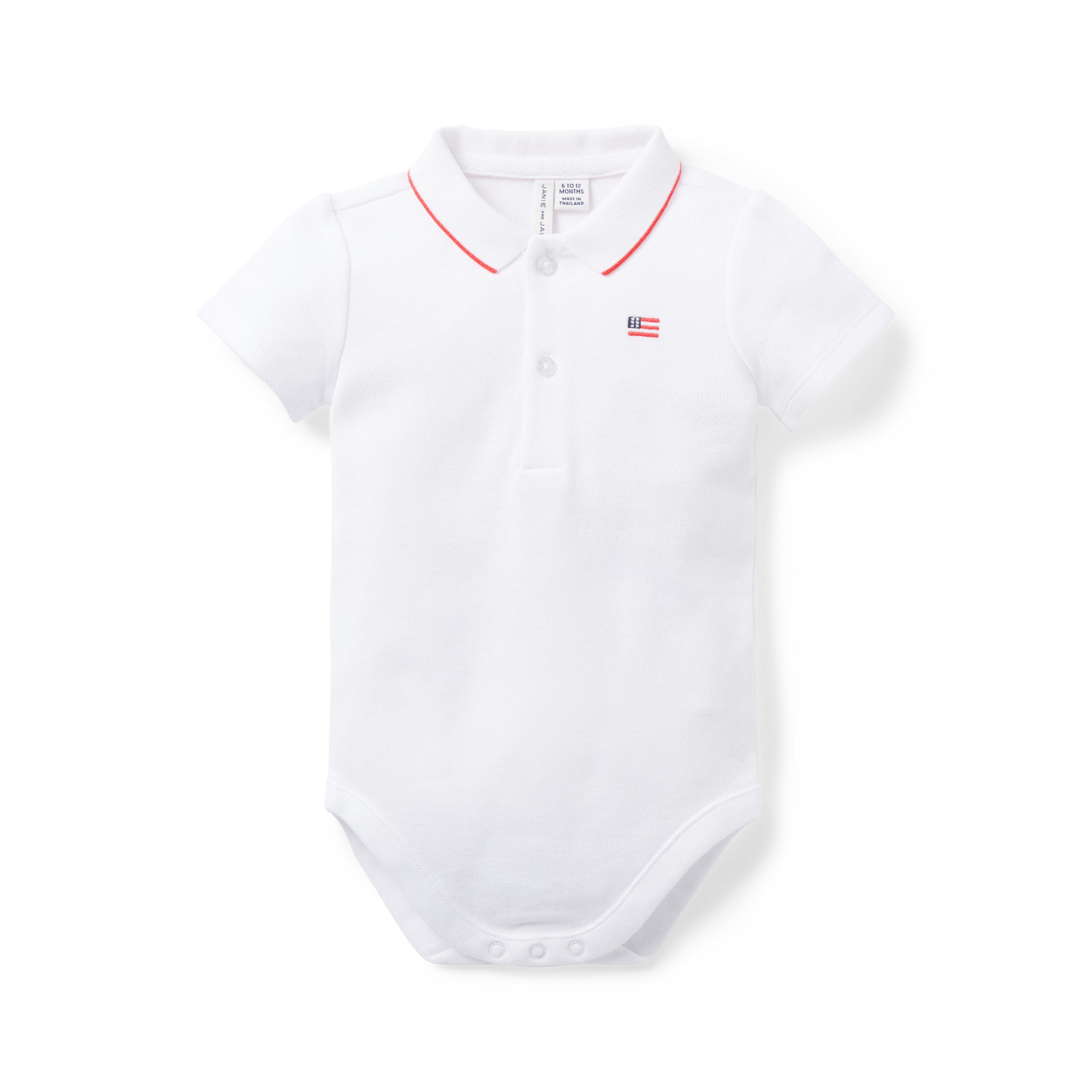 Baby Flag Icon Pique Polo Bodysuit image number 0