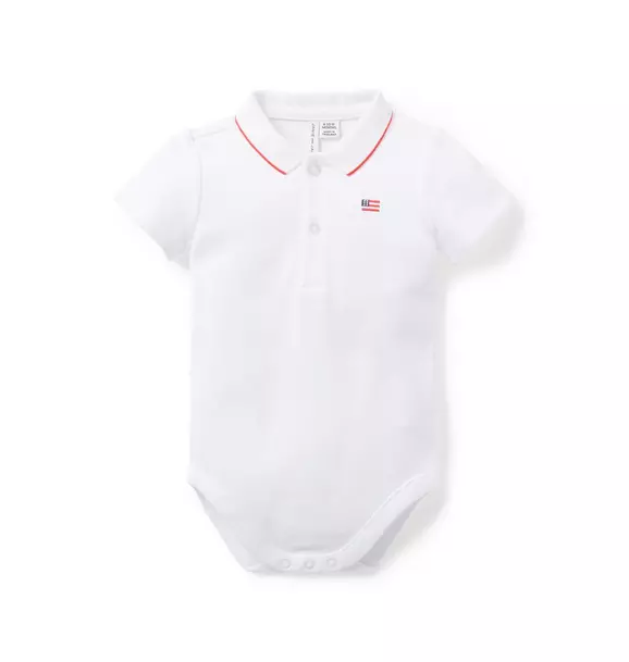 Baby Flag Icon Pique Polo Bodysuit image number 0