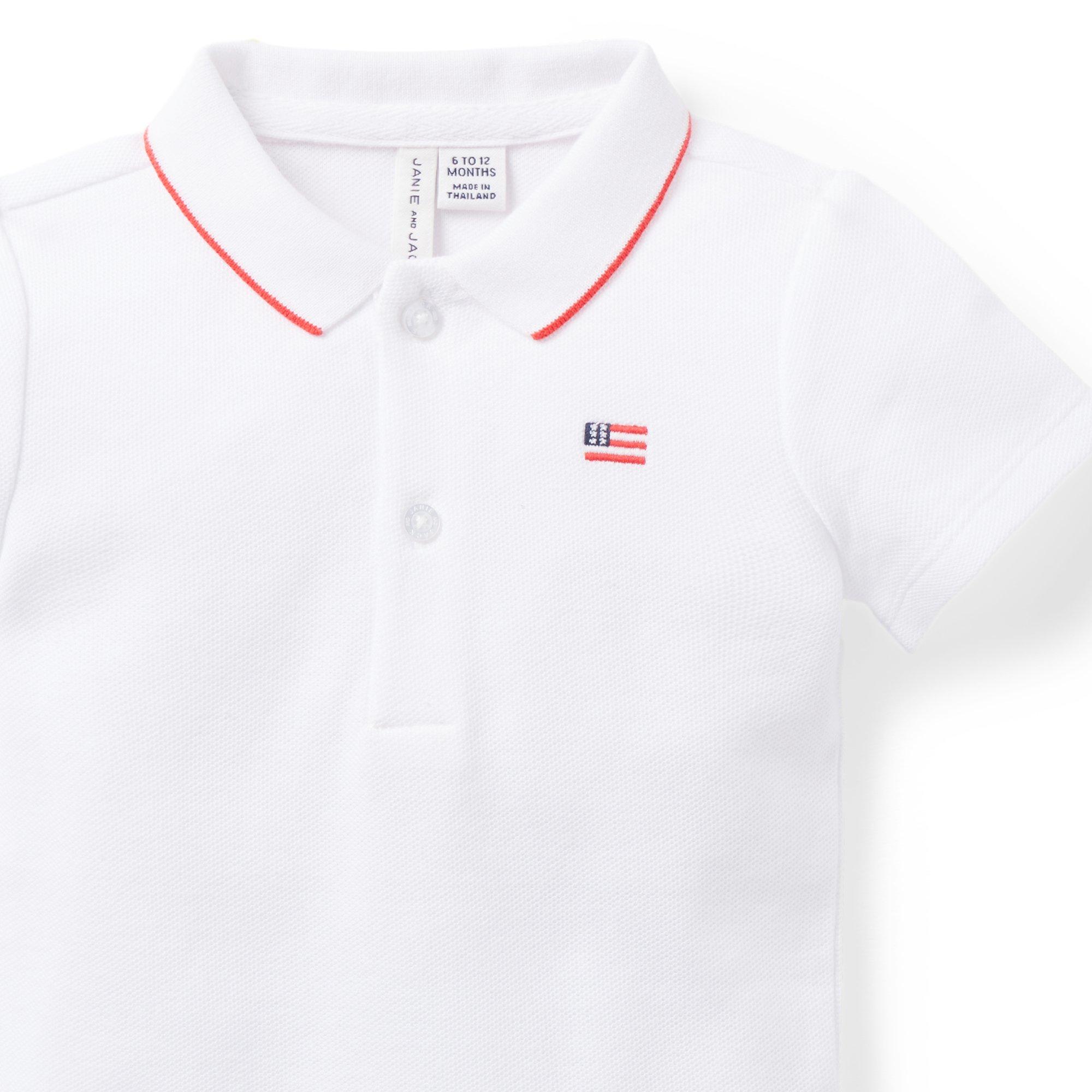 Baby Flag Icon Pique Polo Bodysuit image number 1