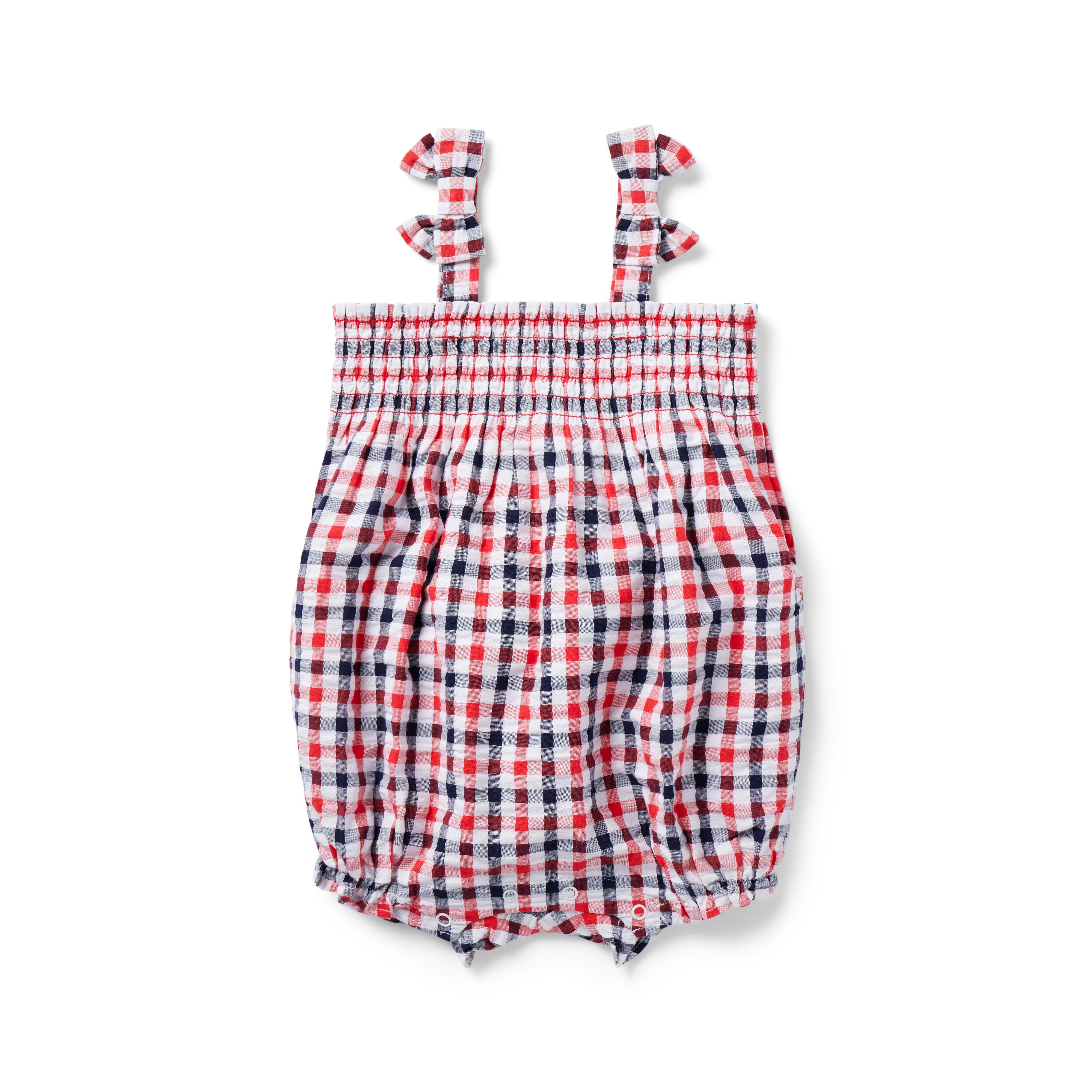 The Gingham Smocked Baby Romper image number 0