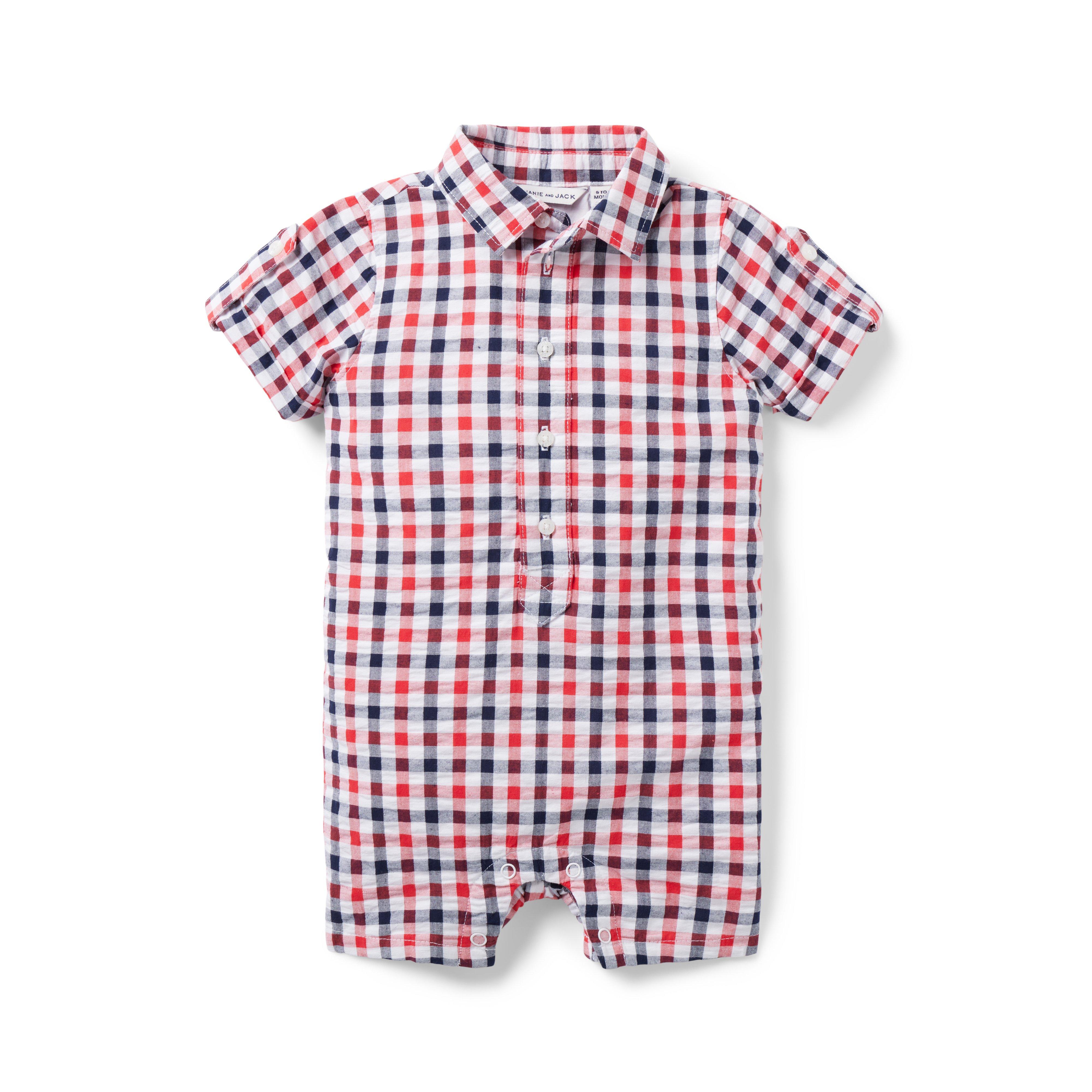 The Gingham Seersucker Baby Romper  image number 0