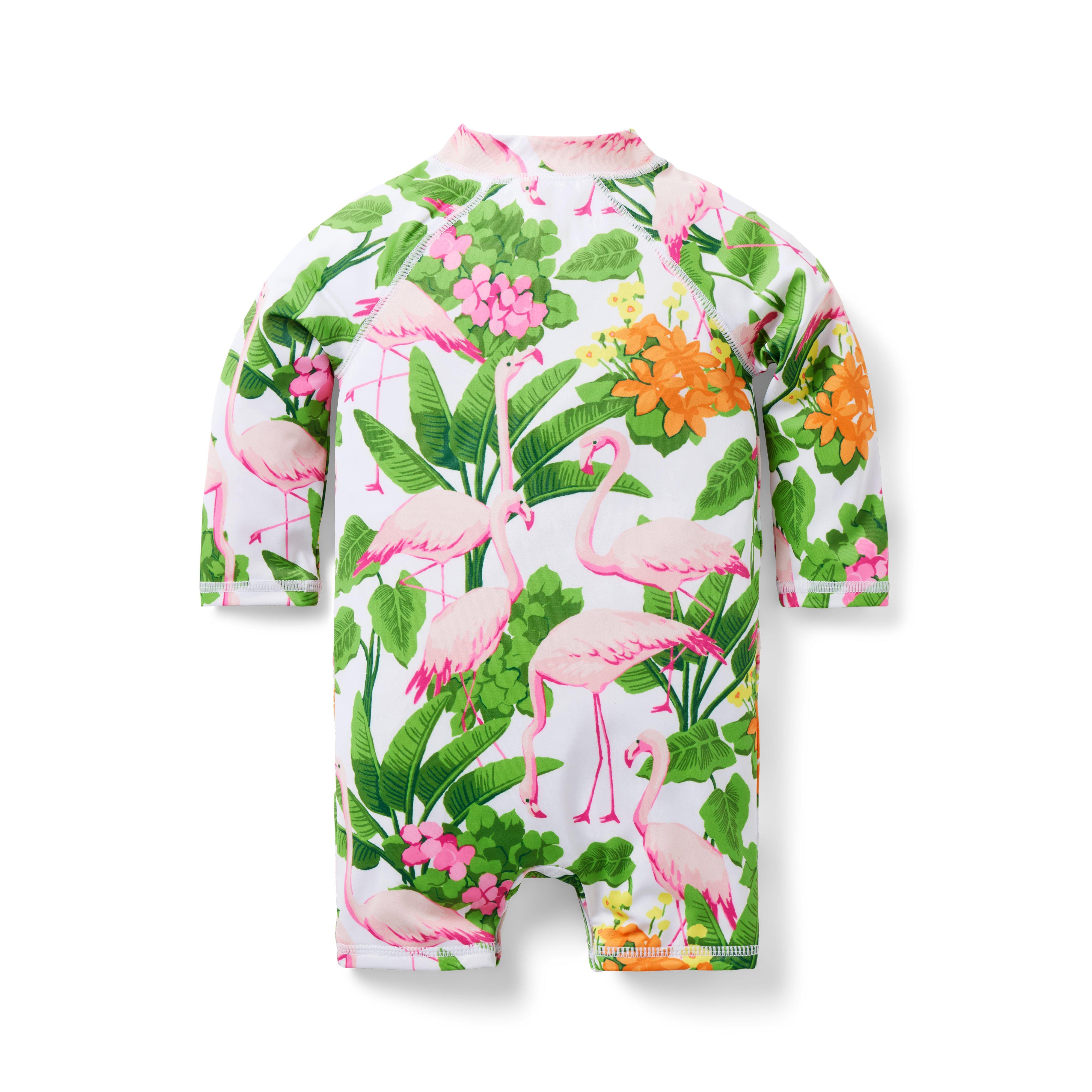 Baby Recycled Tropical Flamingo Rash Guard Swimsuit image number 2