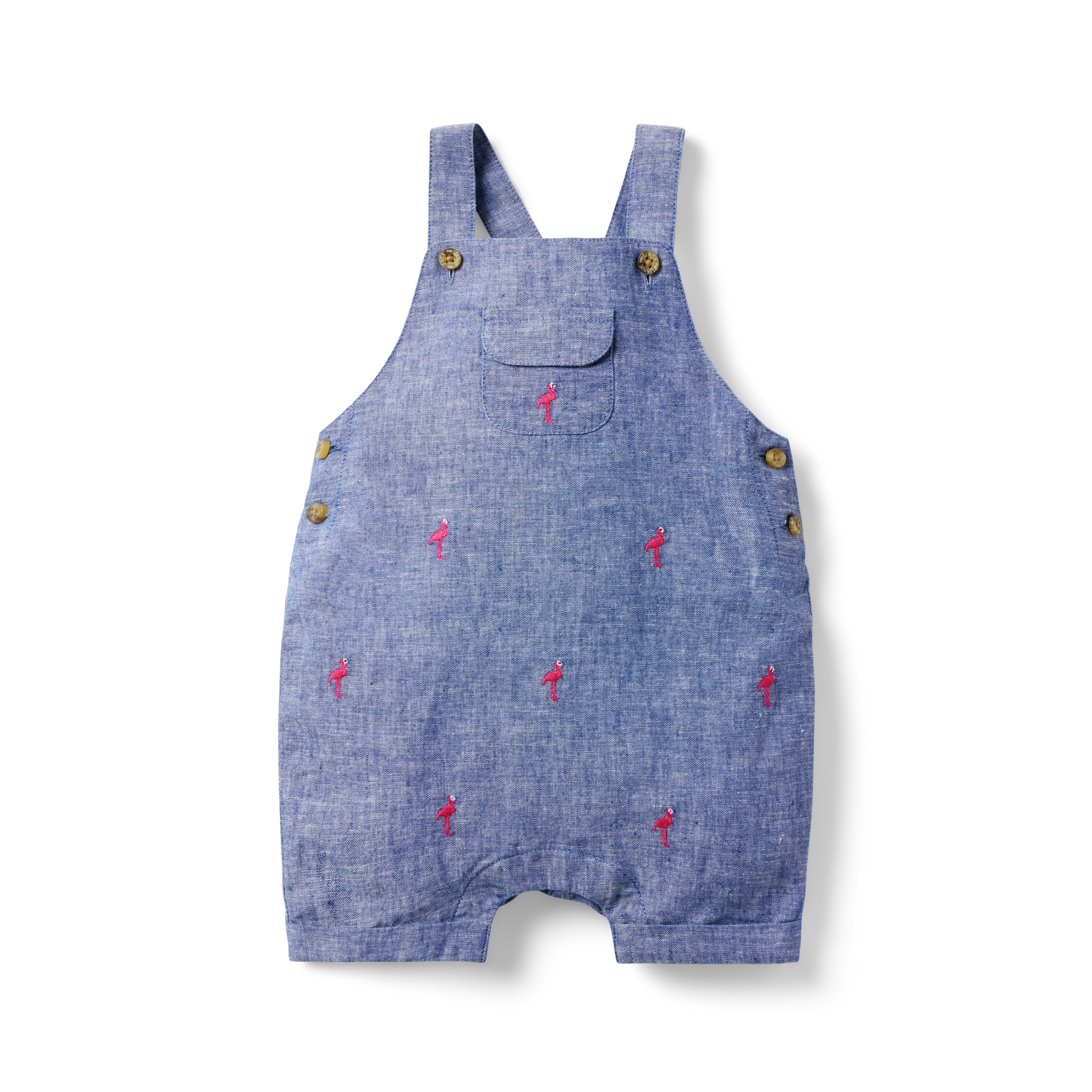 Baby Embroidered Flamingo Overall image number 0