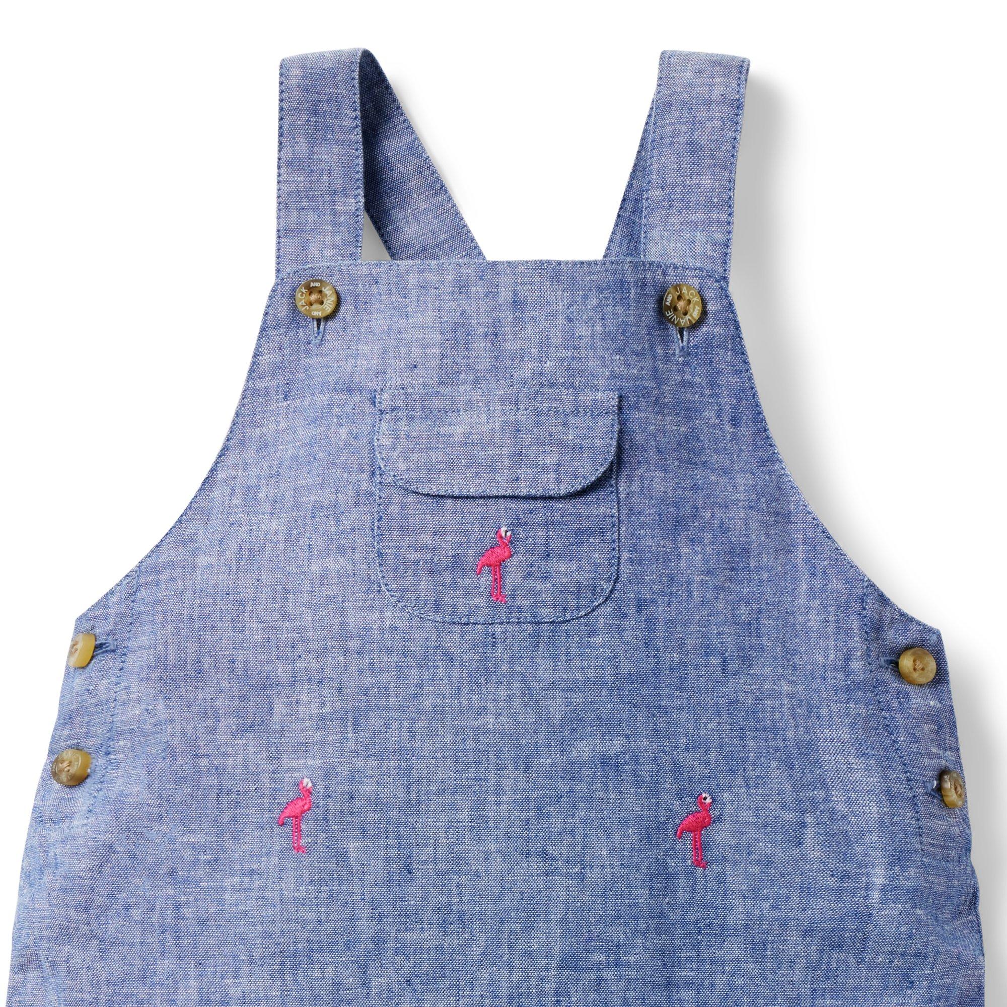 Baby Embroidered Flamingo Overall image number 2
