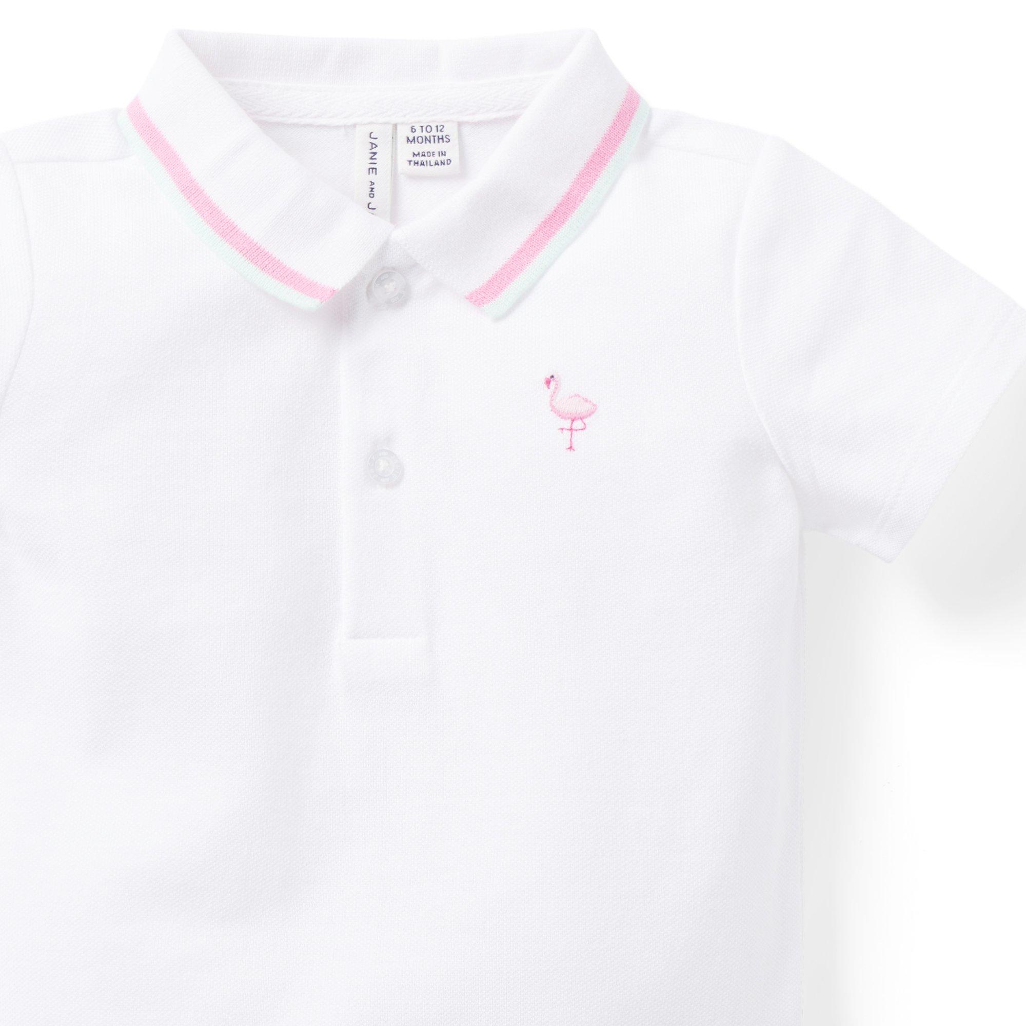 Baby Flamingo Pique Polo Bodysuit image number 1