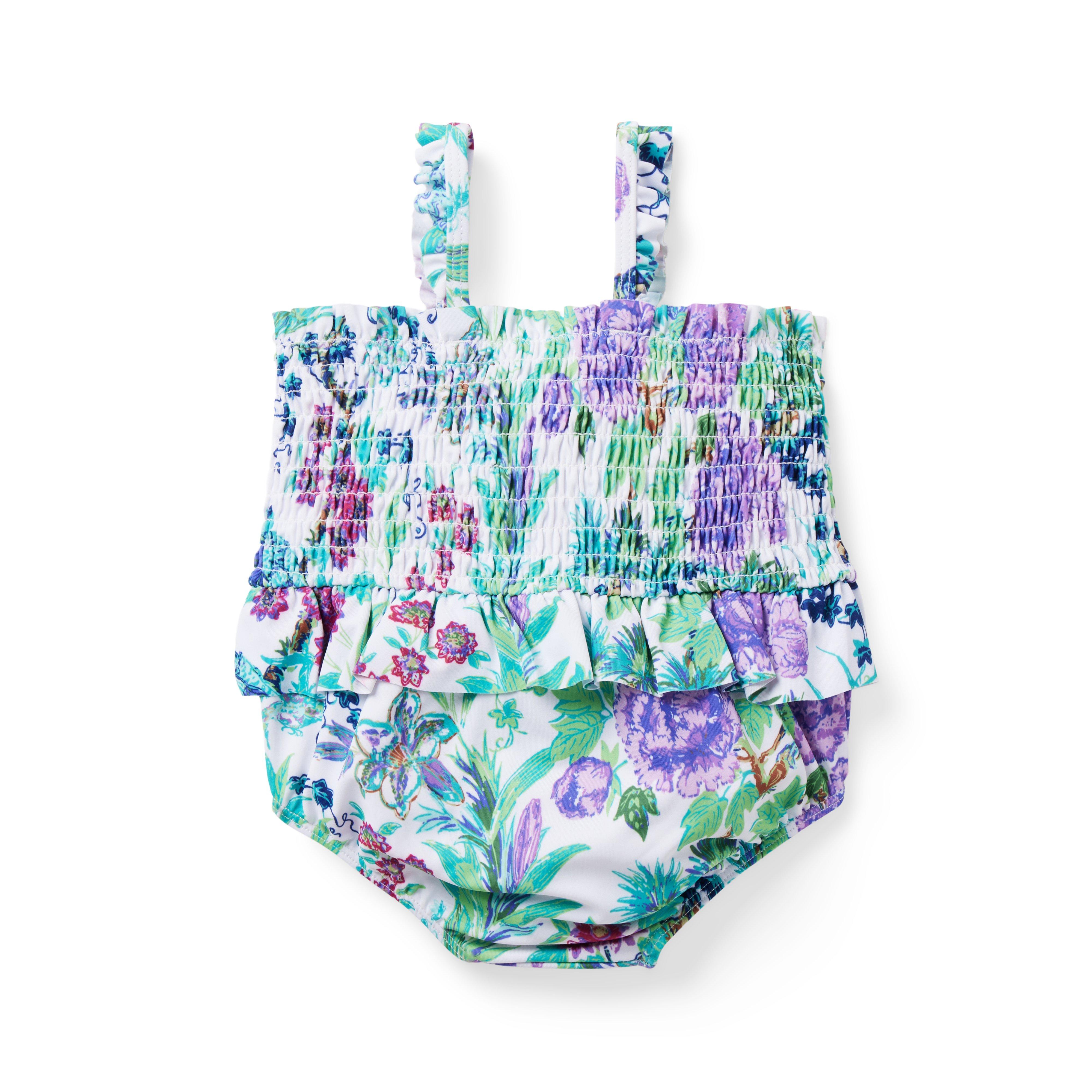 Baby Recycled Floral Smocked Swimsuit image number 2