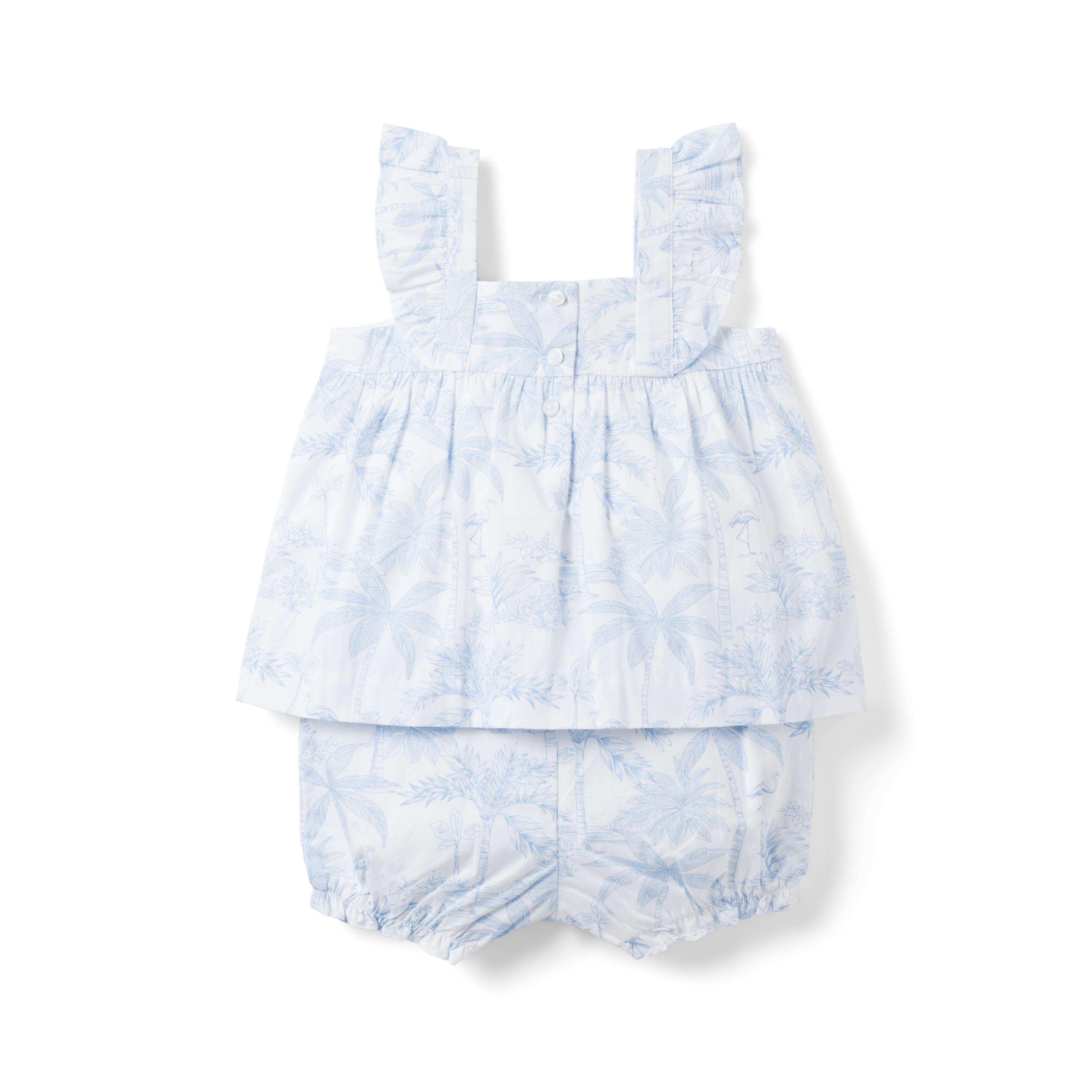 The Flamingo Toile Smocked Baby Romper image number 2