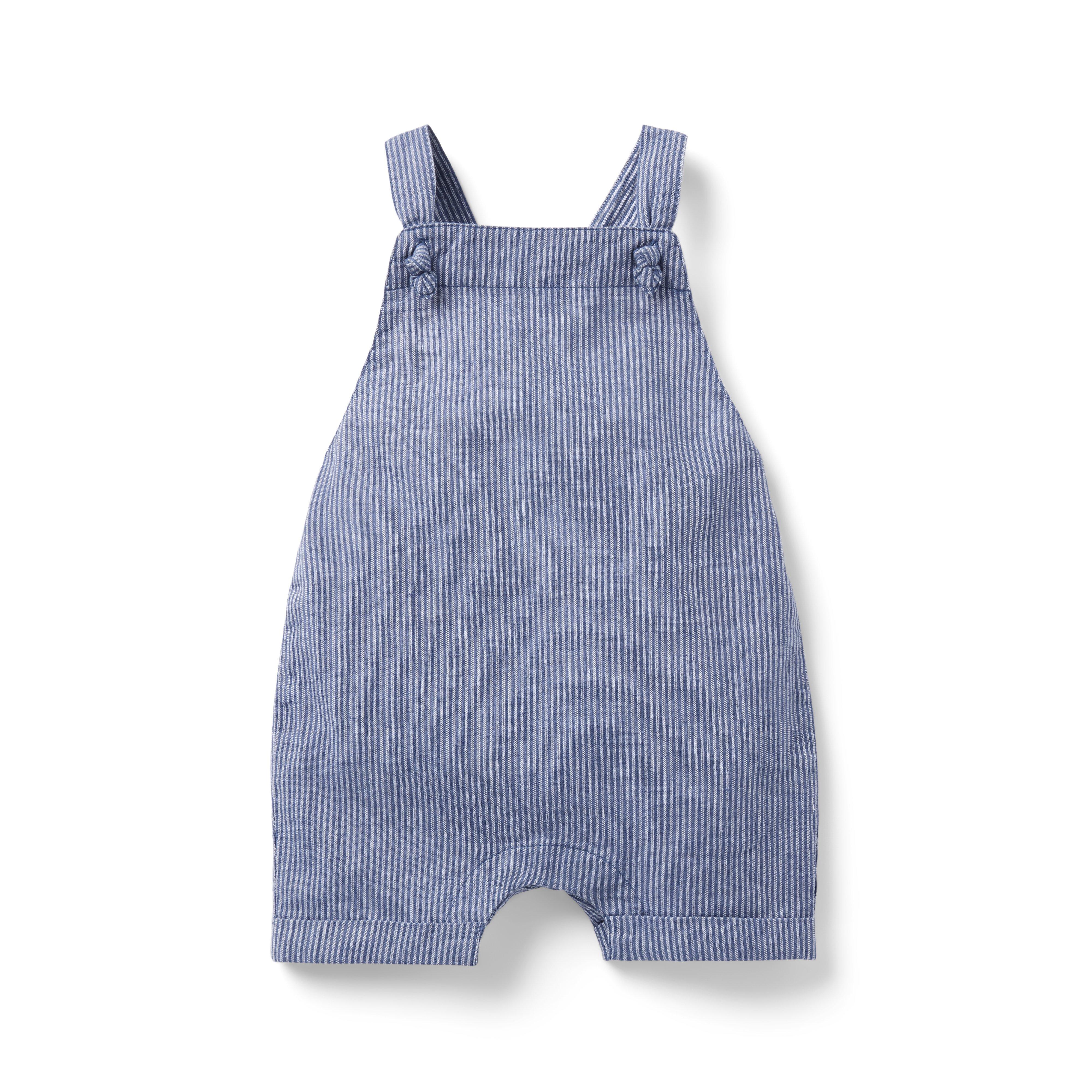 Baby Striped Linen-Cotton Overall image number 0