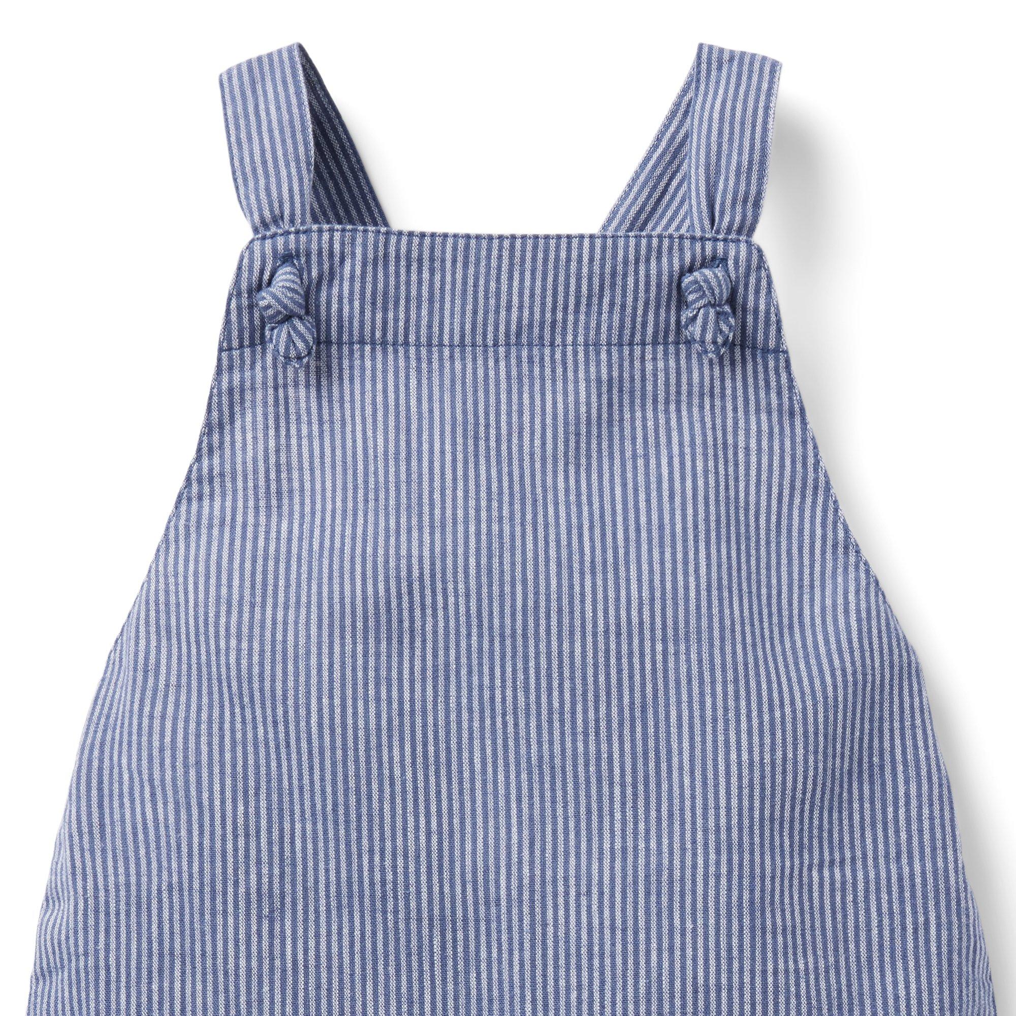 Baby Striped Linen-Cotton Overall image number 1