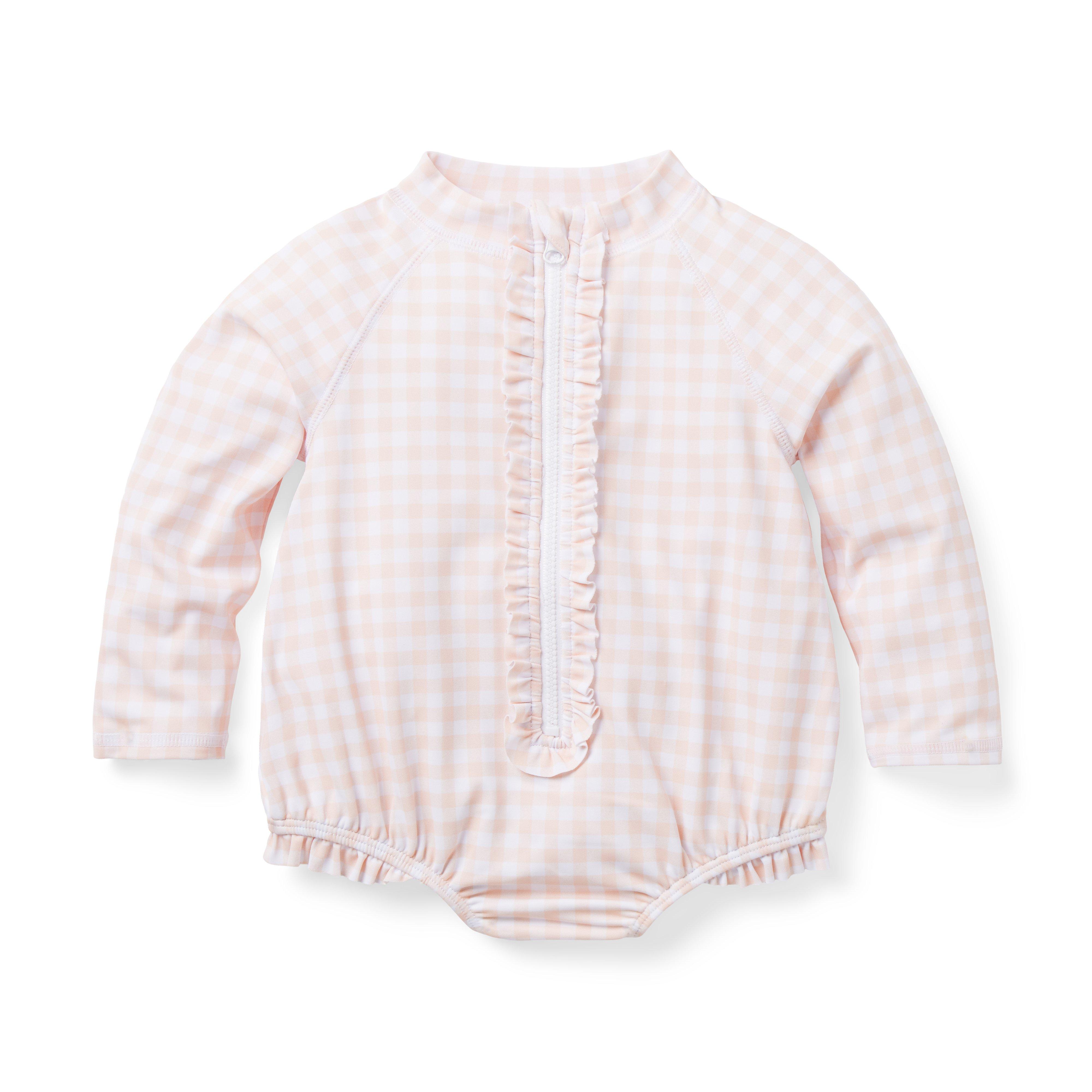 Baby Recycled Gingham Rash Guard Swimsuit image number 0