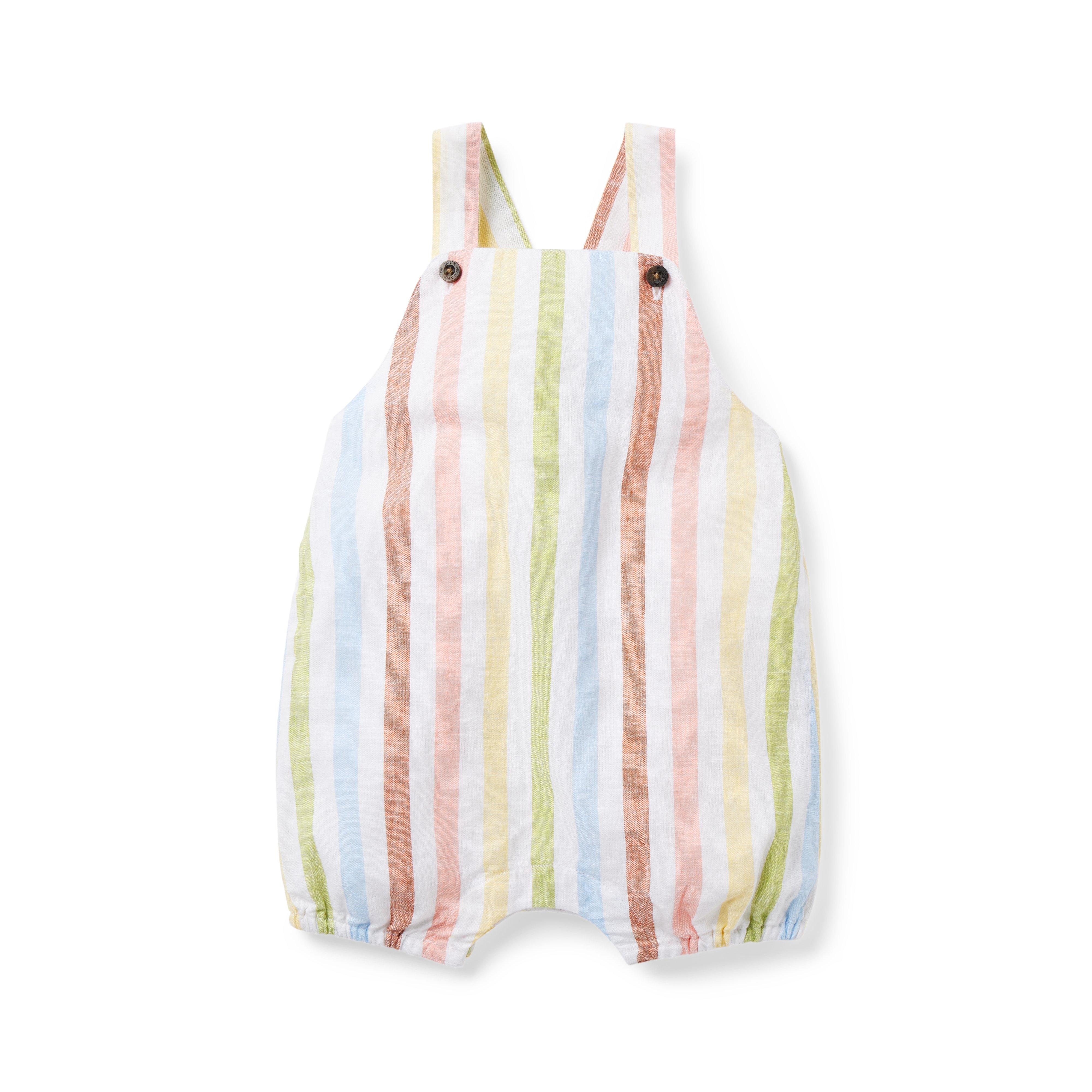 Baby Striped Linen-Cotton Overall image number 0
