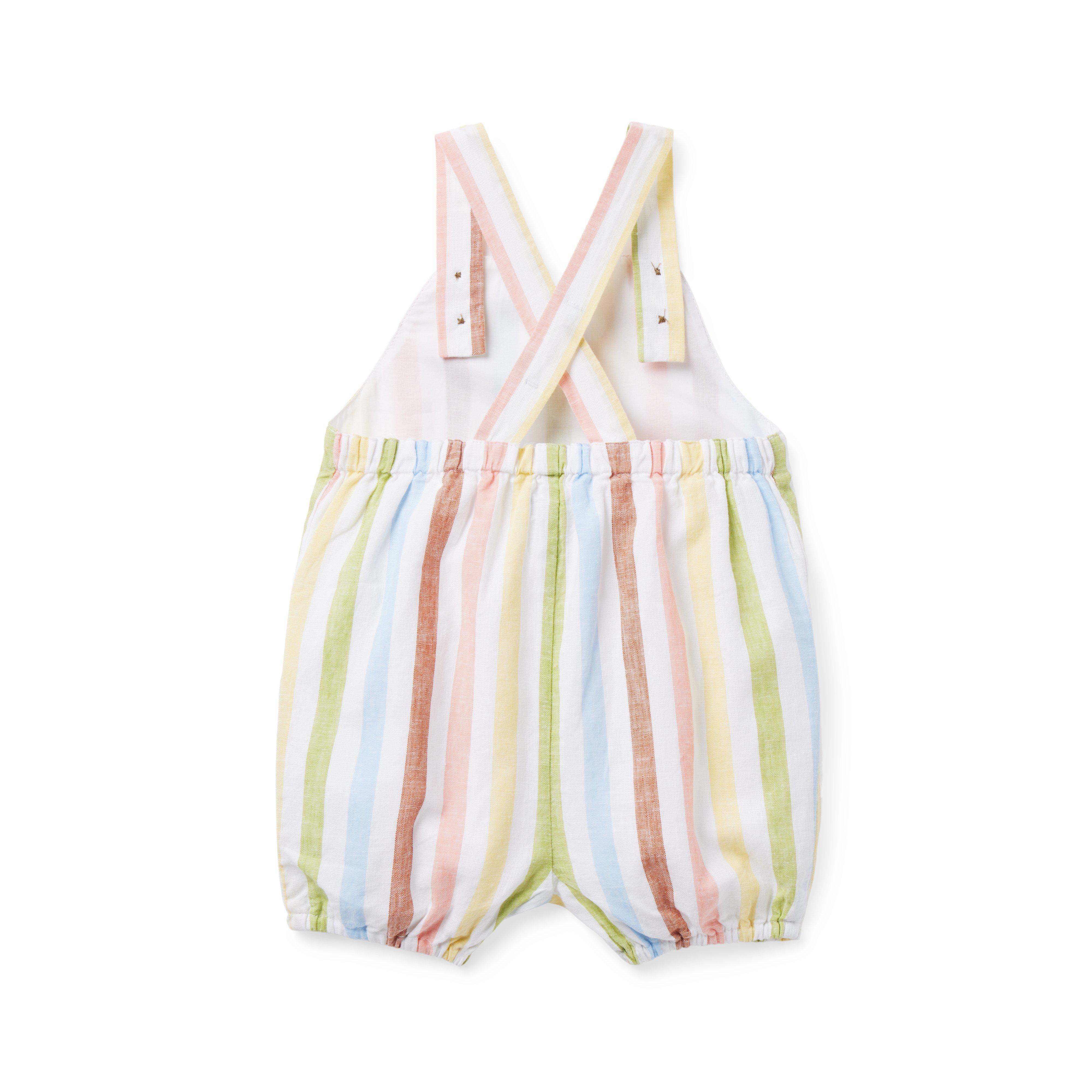 Baby Striped Linen-Cotton Overall image number 1
