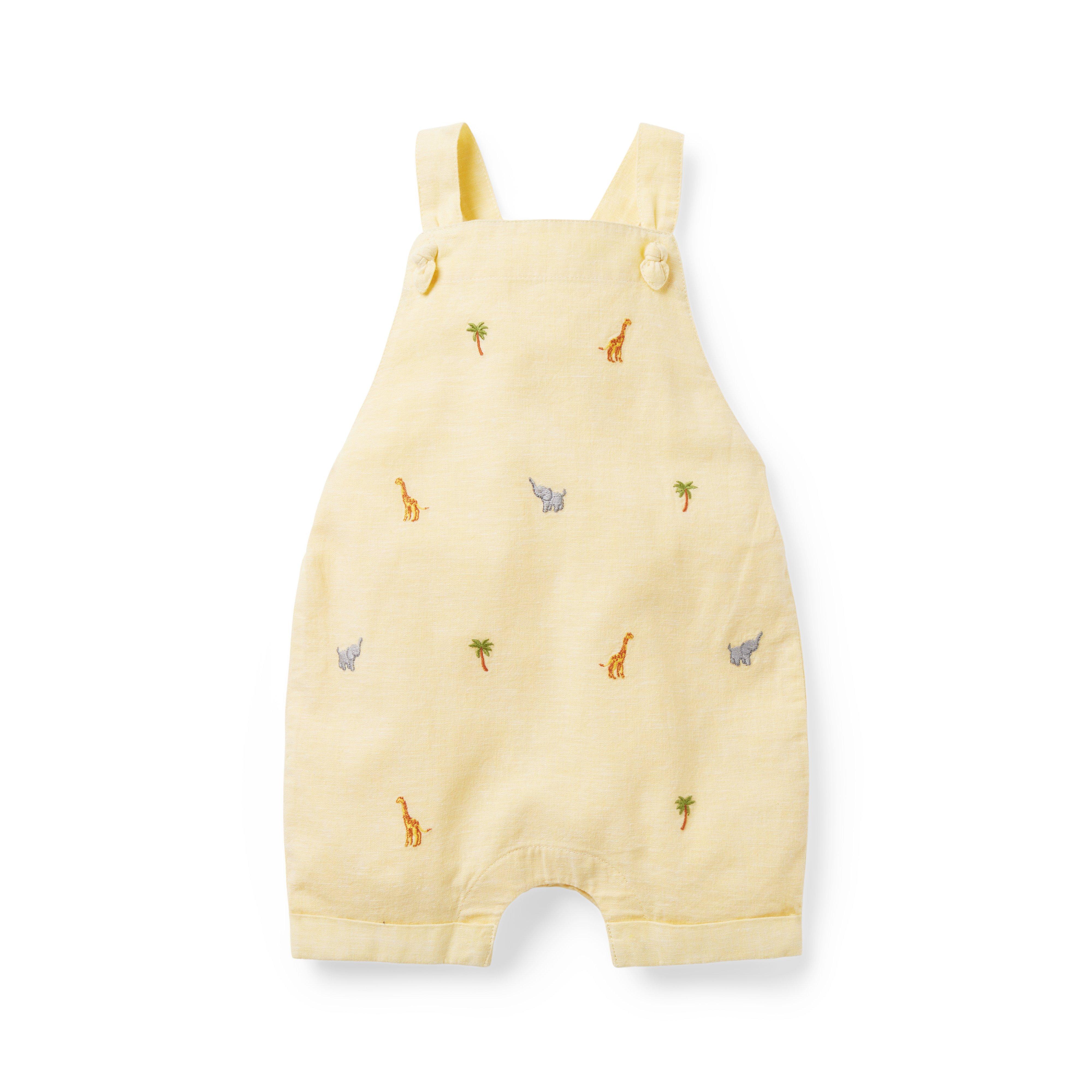 Baby Safari Embroidered Linen-Cotton Overall image number 0