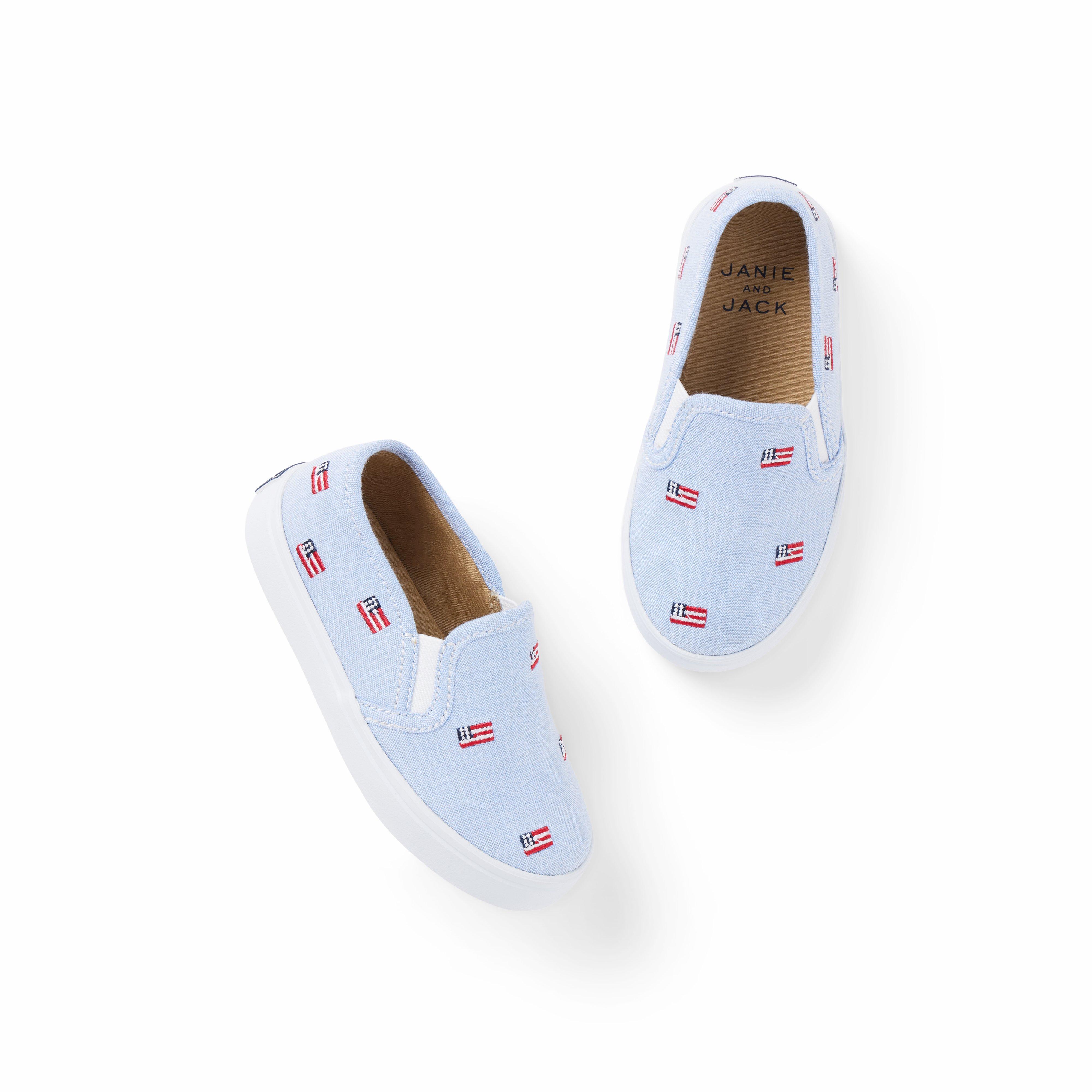 Embroidered Flag Slip-On Sneaker