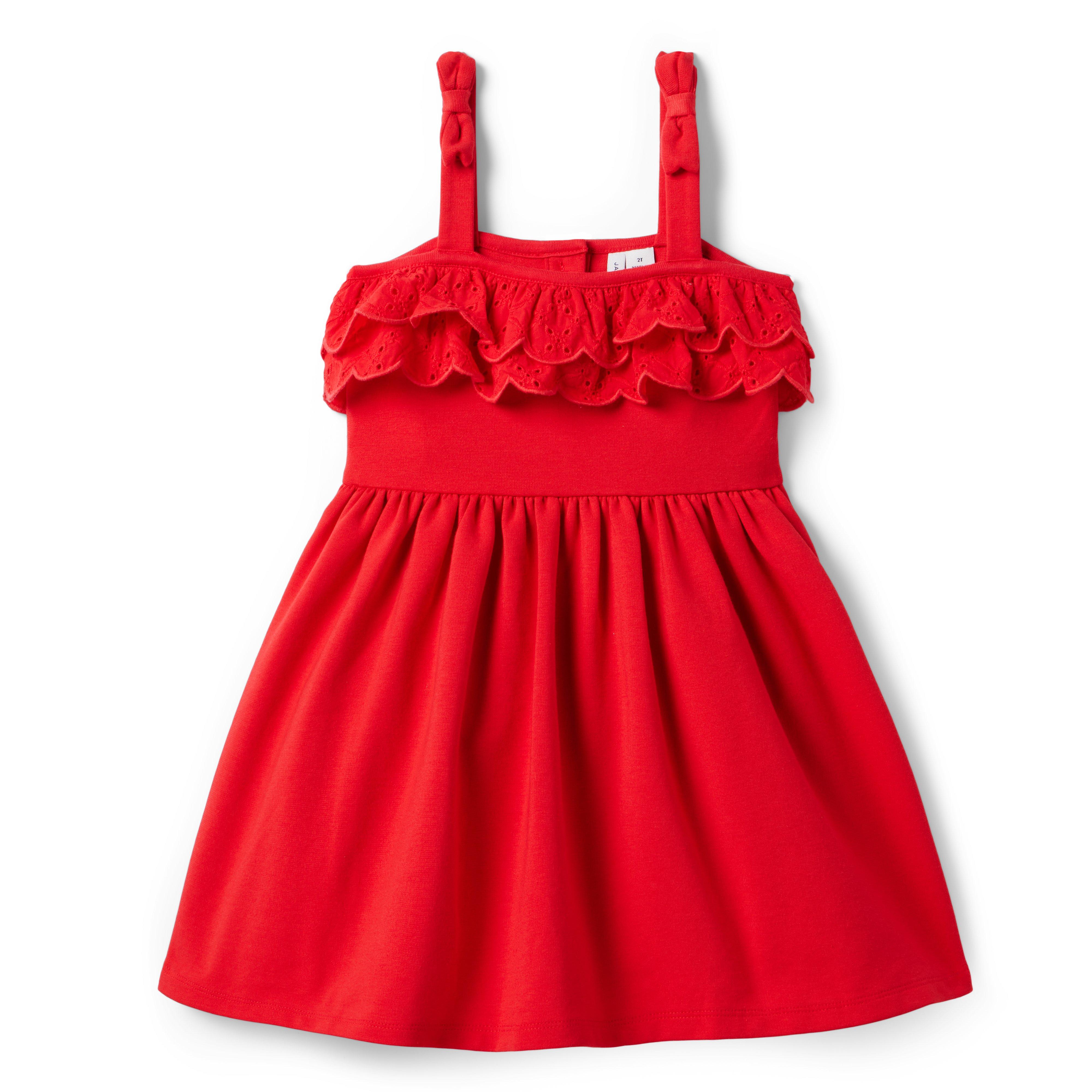 Eyelet Ruffle Ponte Dress image number 0
