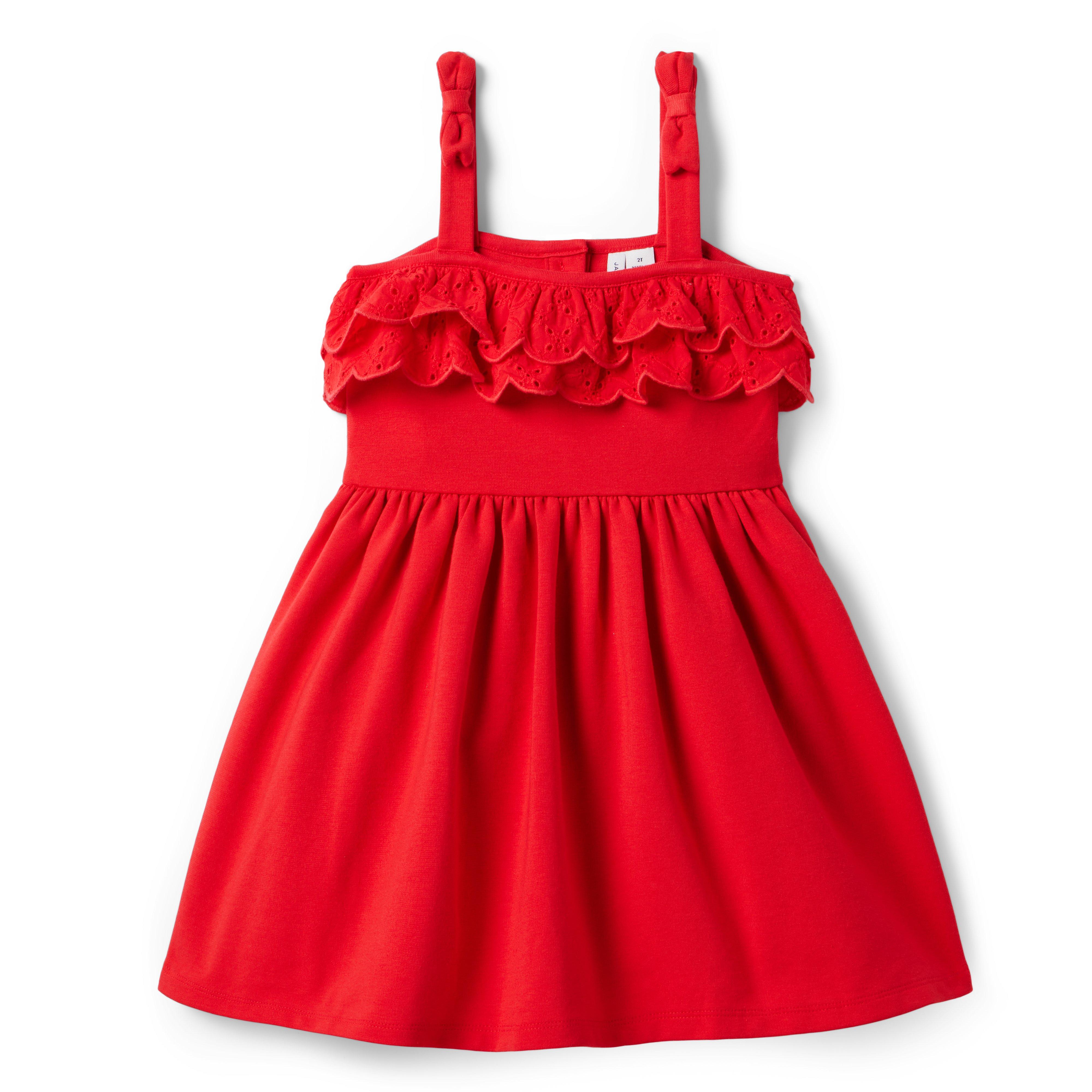 Girl Tomato Eyelet Ruffle Ponte Dress by Janie and Jack