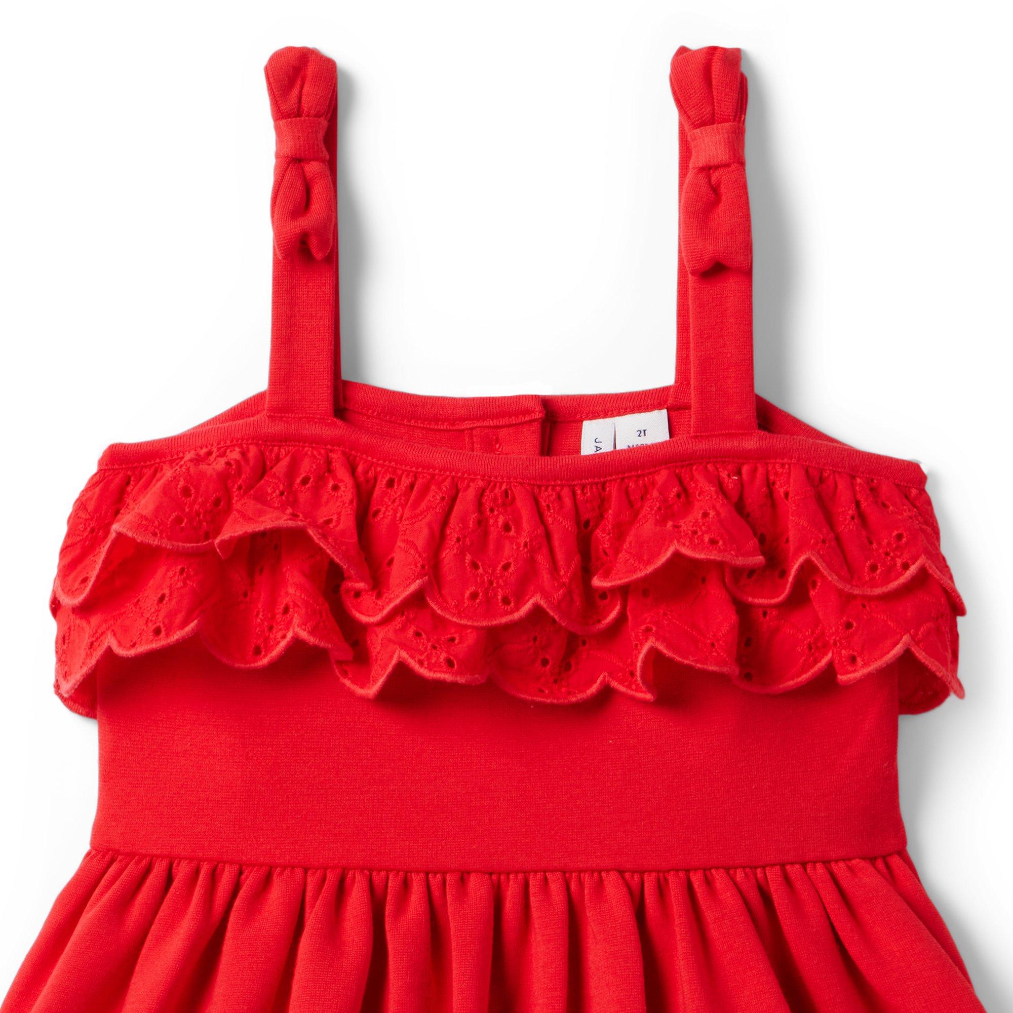 Eyelet Ruffle Ponte Dress image number 1