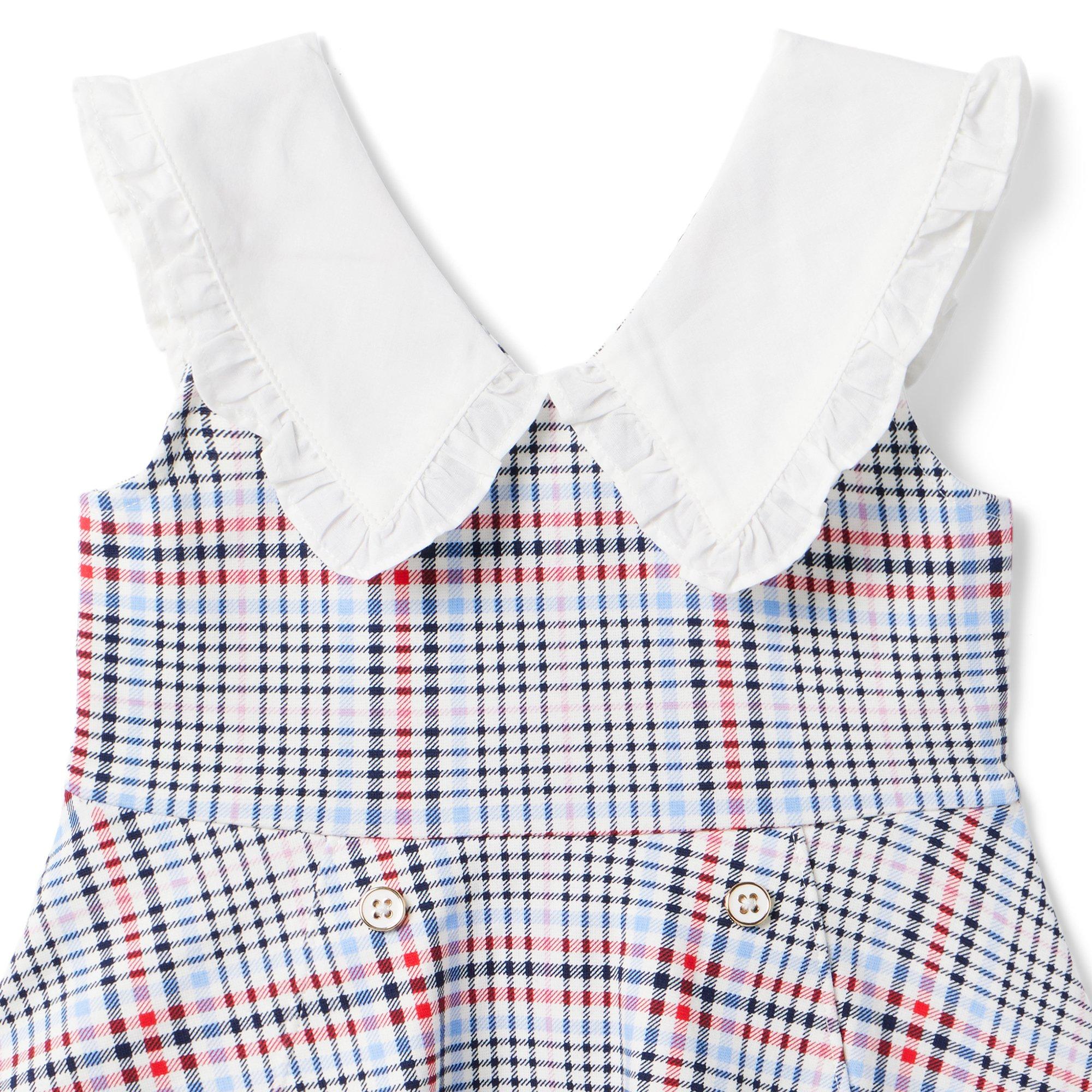 Plaid Ruffle Collar Ponte Dress  image number 5