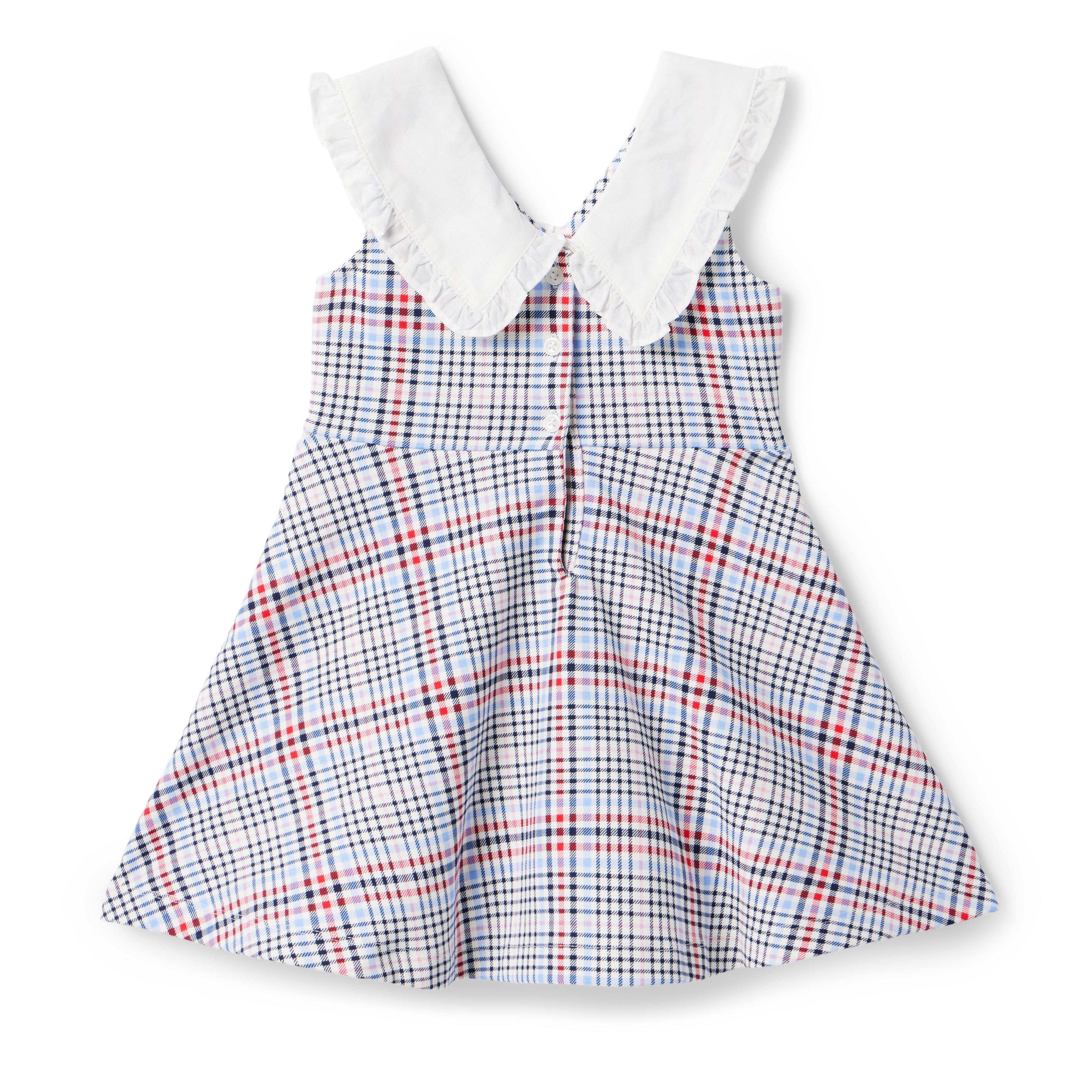 Plaid Ruffle Collar Ponte Dress  image number 7