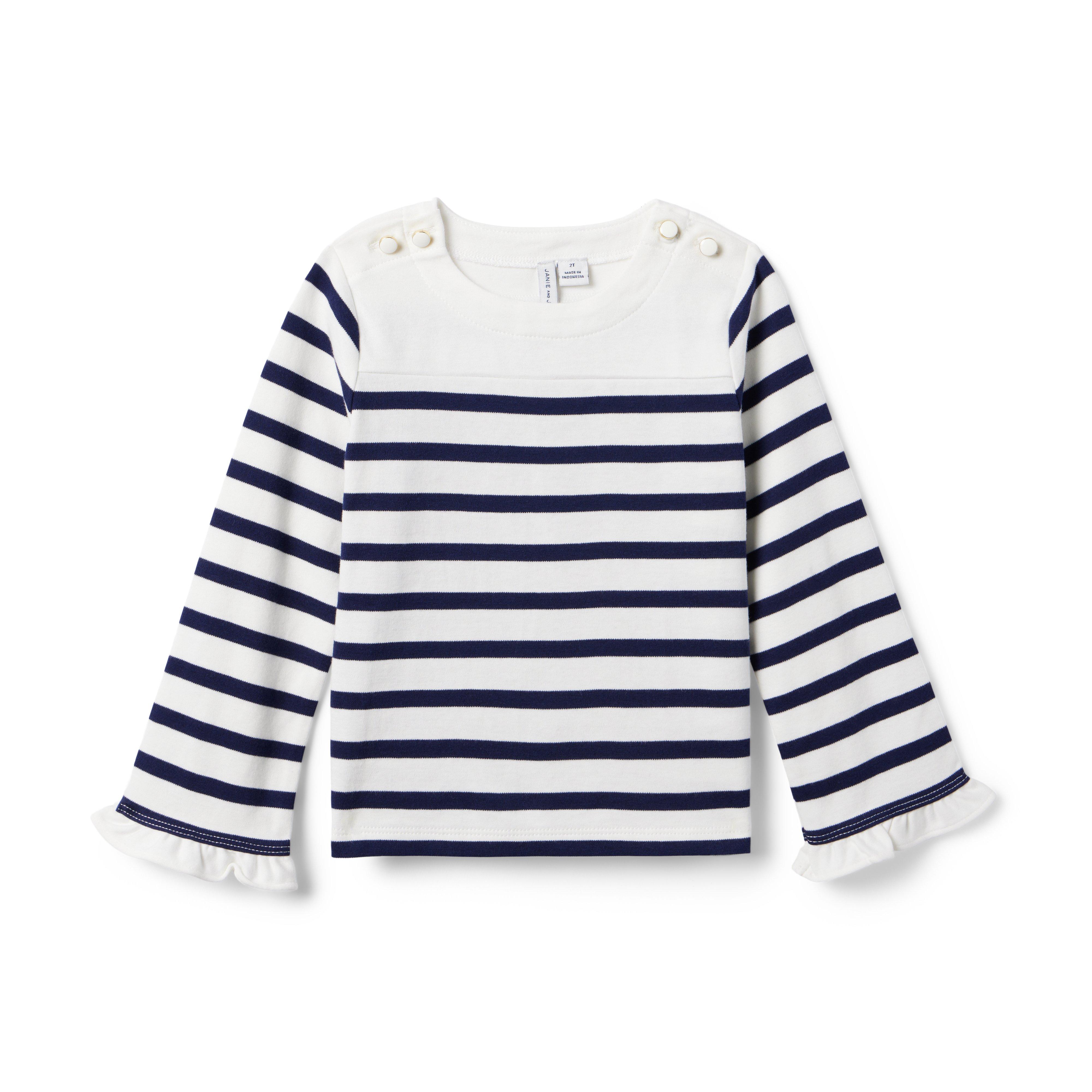 Stripe Ruffle Cuff Top image number 0