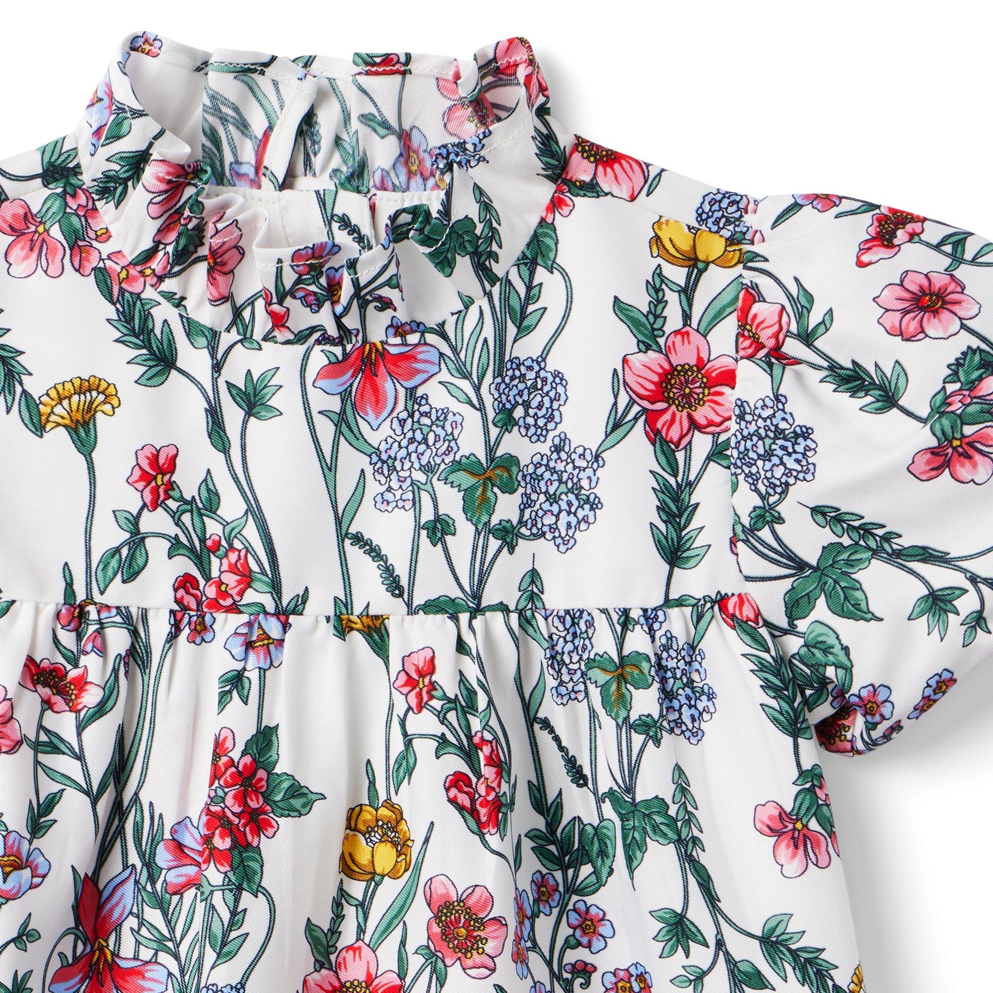 Girls Yellow Floral Print Puff Sleeve Top With Pants Sets main image 1