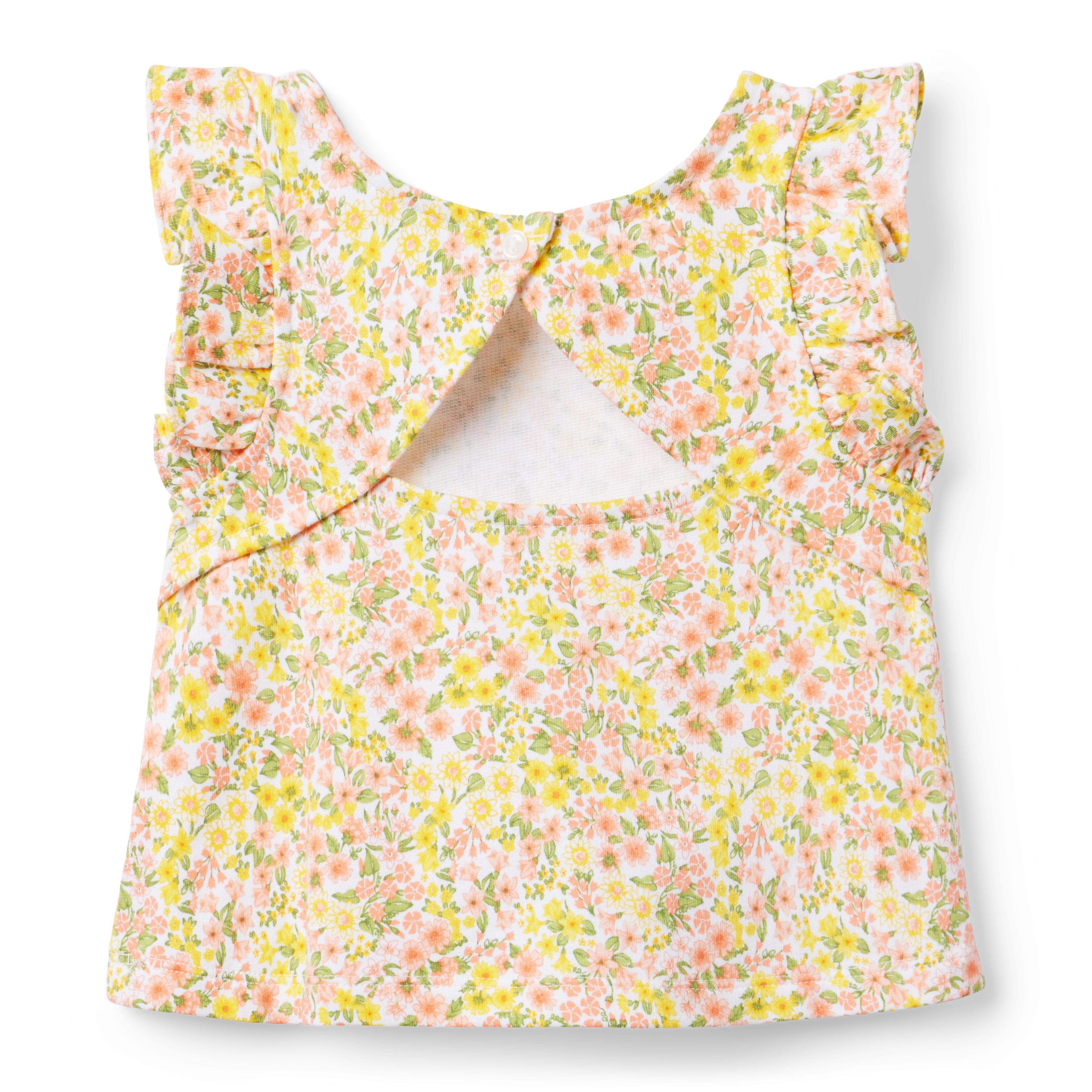 Floral Ruffle Sleeve French Terry Top image number 1