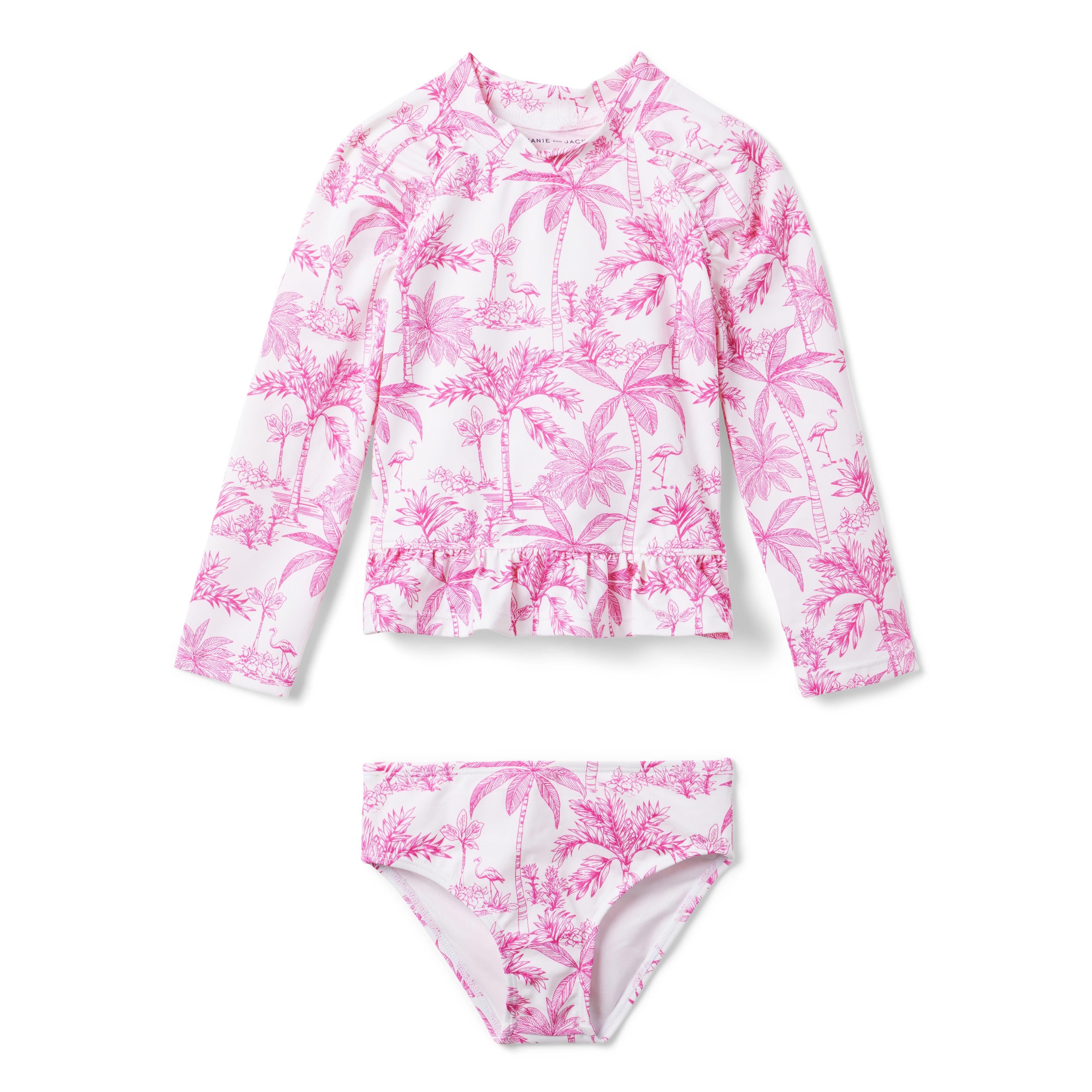 Recycled Flamingo Toile Rash Guard Set