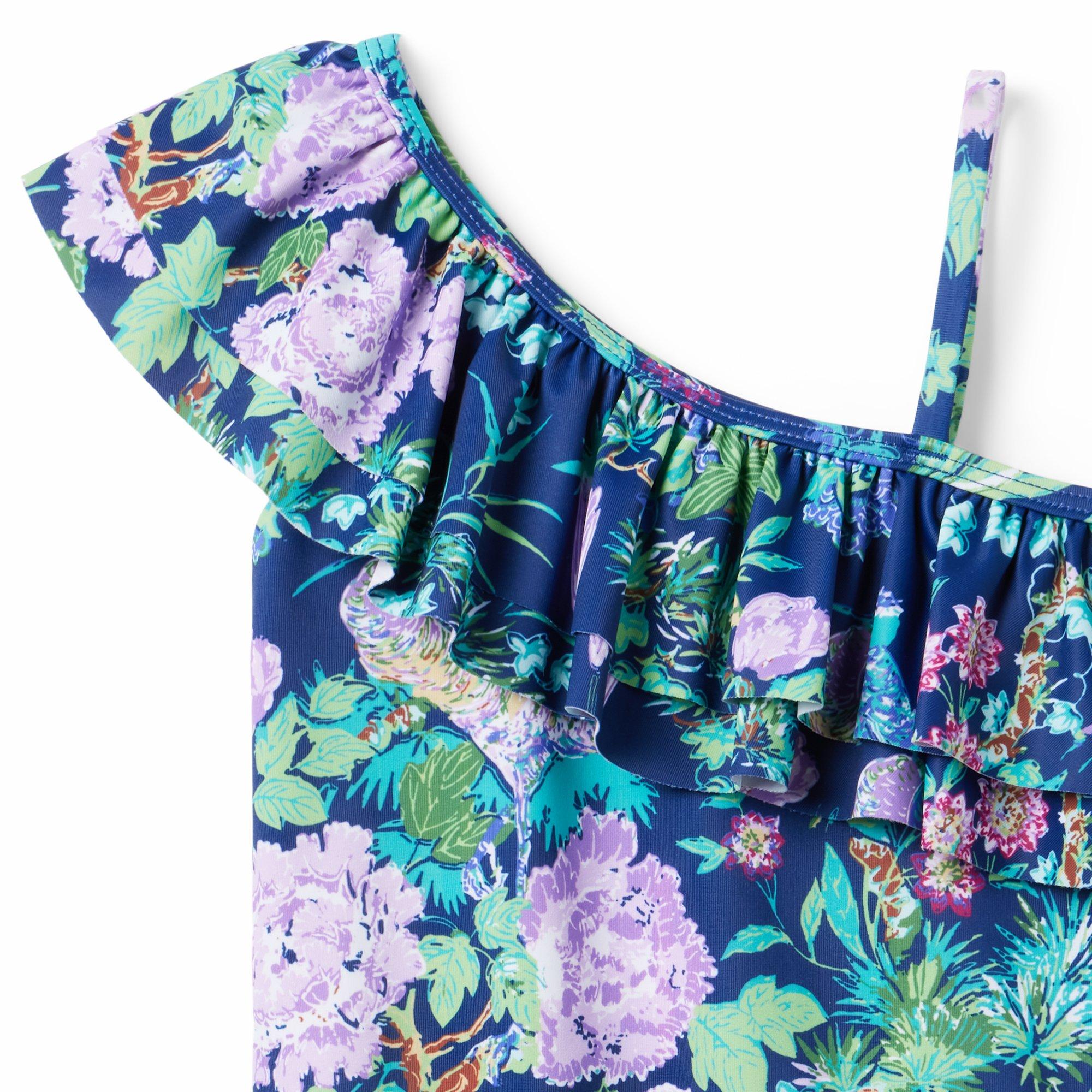 Recycled Floral Ruffle Swimsuit image number 1