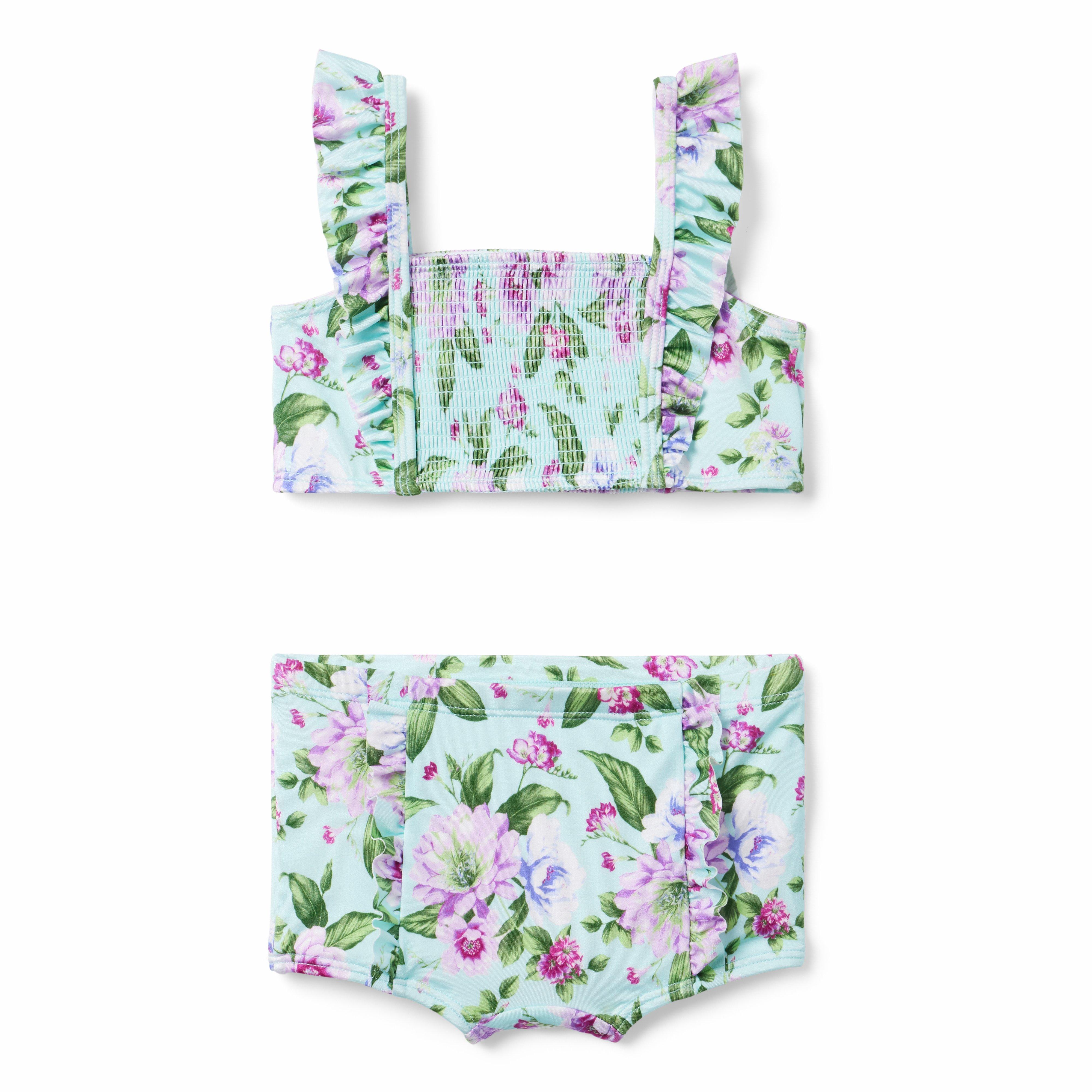 Recycled Floral Smocked 2-Piece Swimsuit image number 0