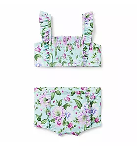 Recycled Floral Smocked 2-Piece Swimsuit