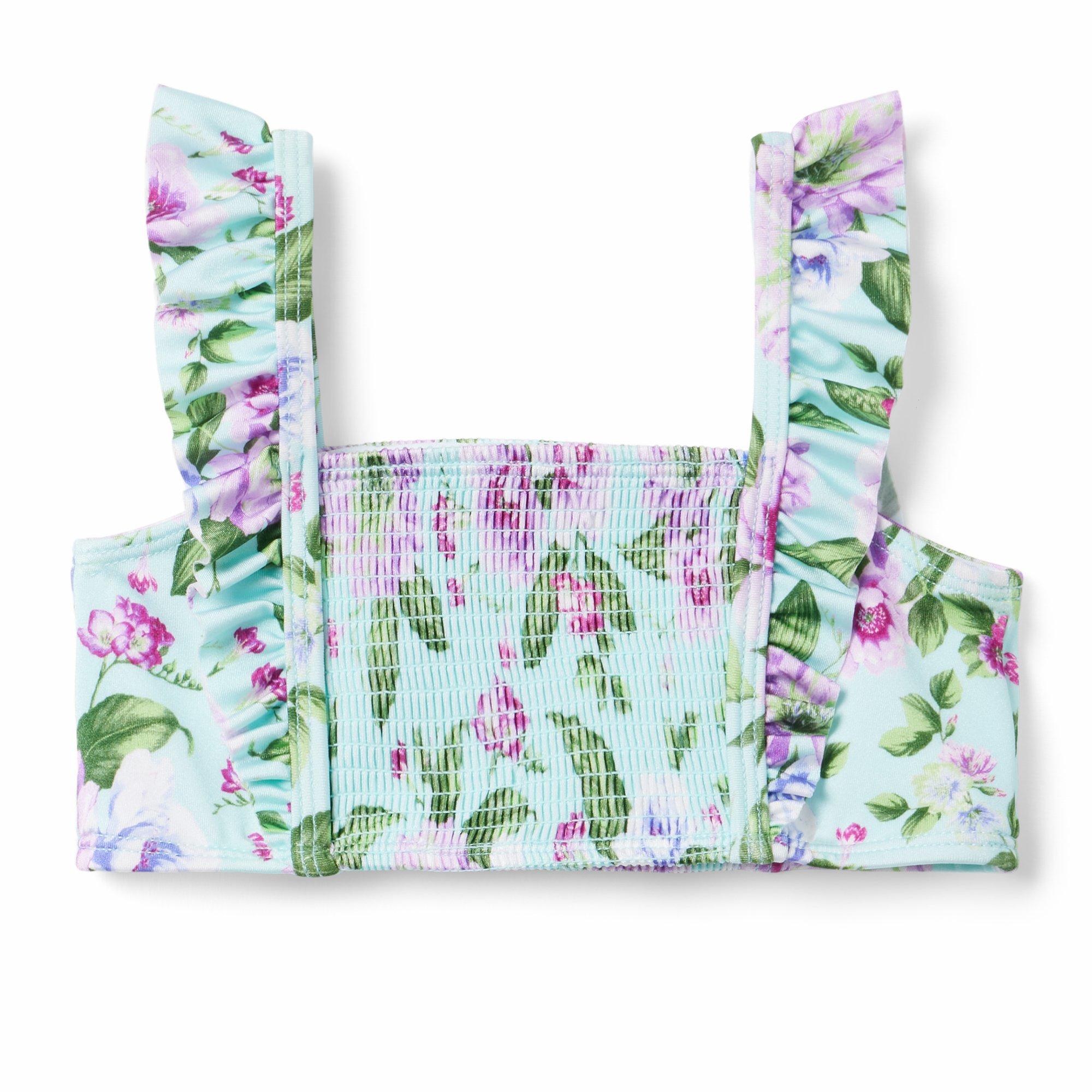 Recycled Floral Smocked 2-Piece Swimsuit image number 1