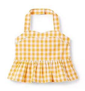 Gingham Halter Cropped Top