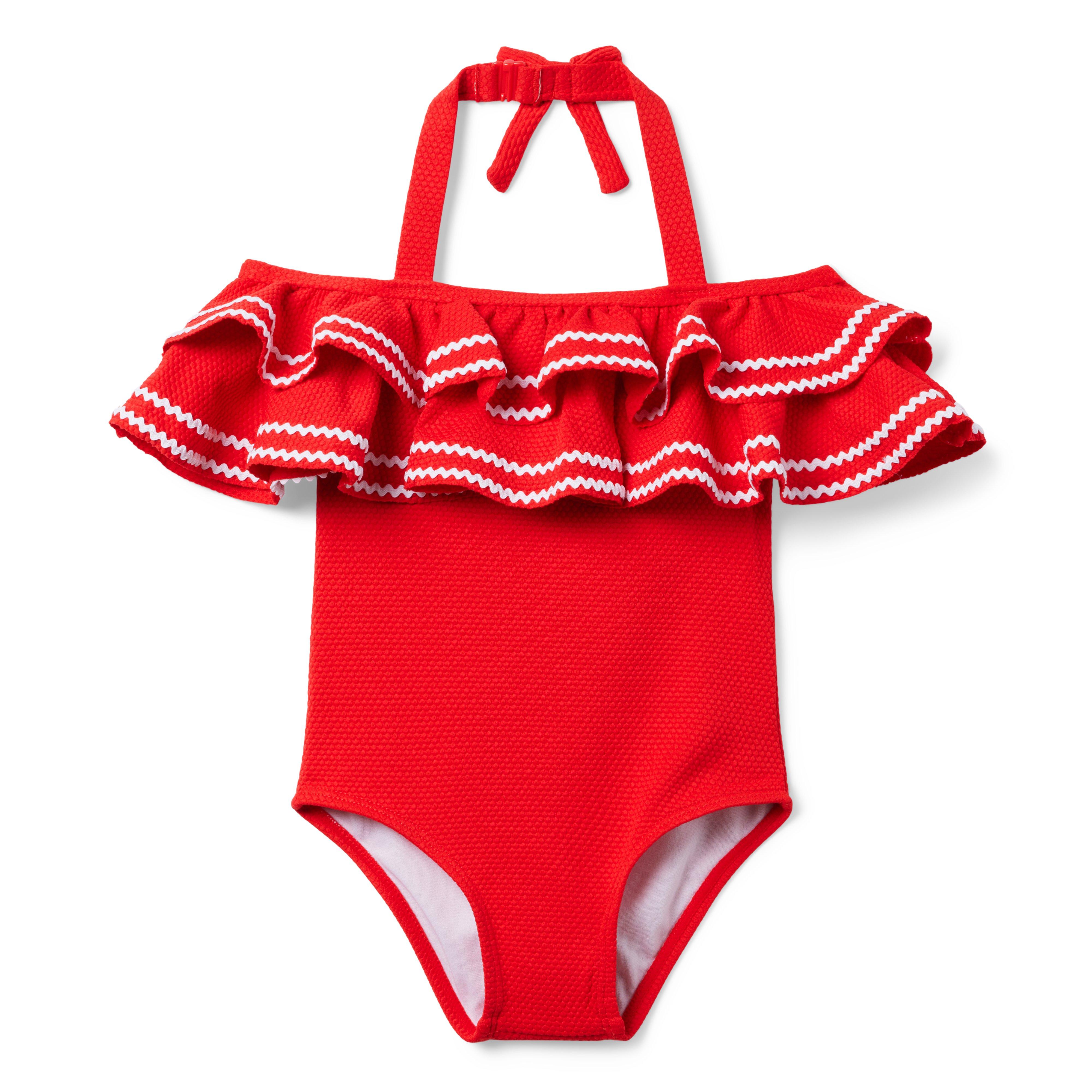 Girl Tomato Recycled Ric Rac Ruffle Swimsuit by Janie and Jack