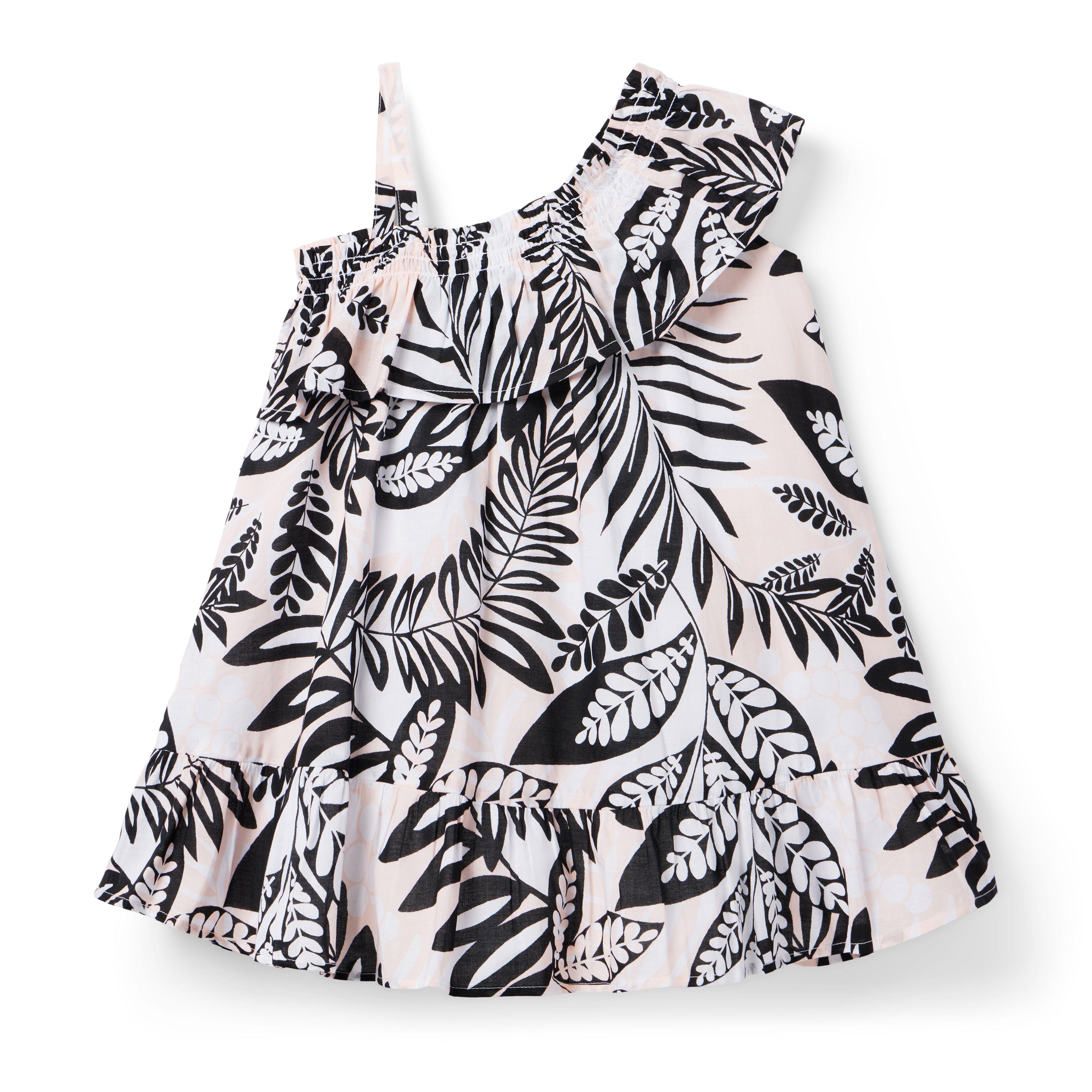 Tropical Leaves Ruffle Shoulder Sundress image number 3