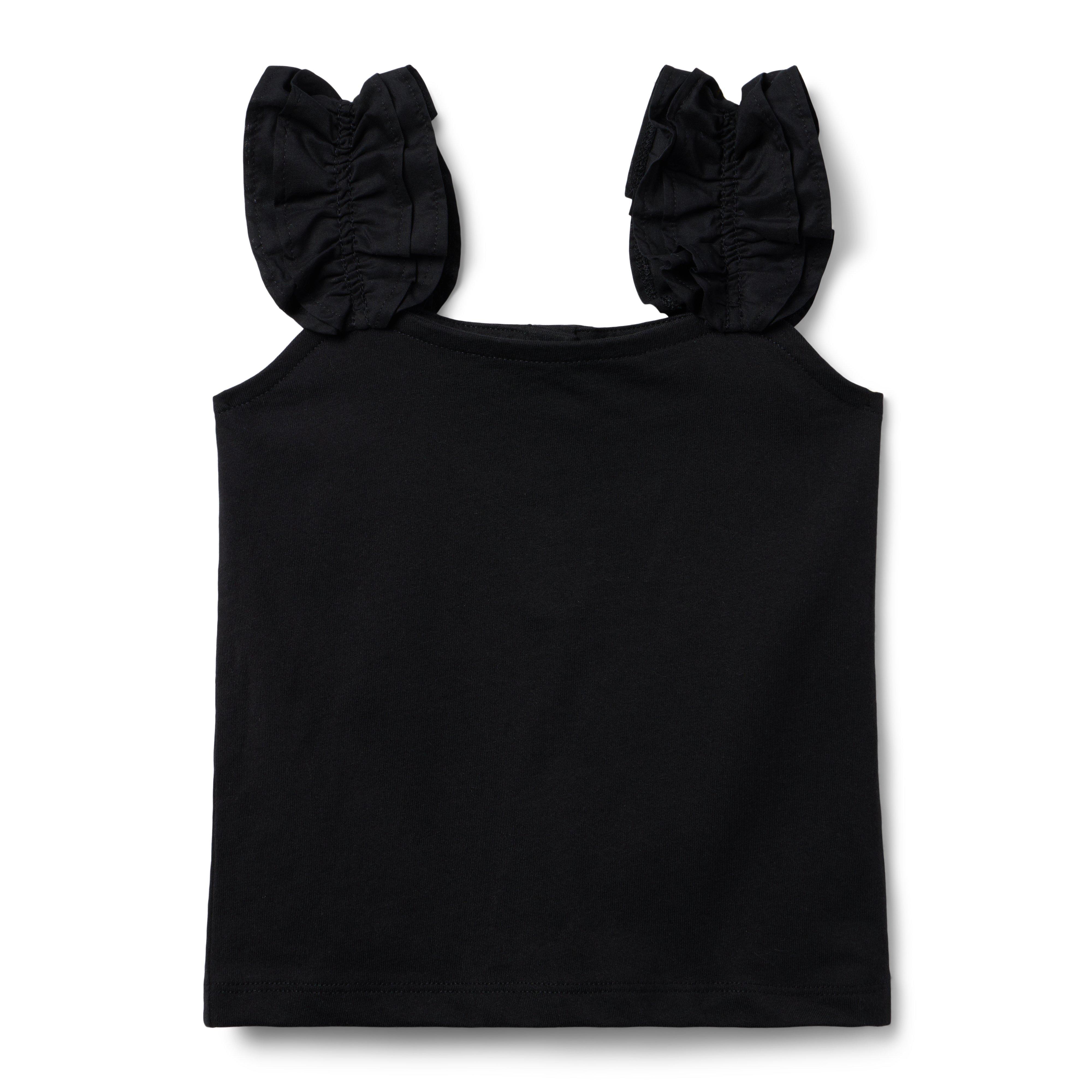 Girl JJ Black Ruffle Strap Jersey Top by Janie and Jack