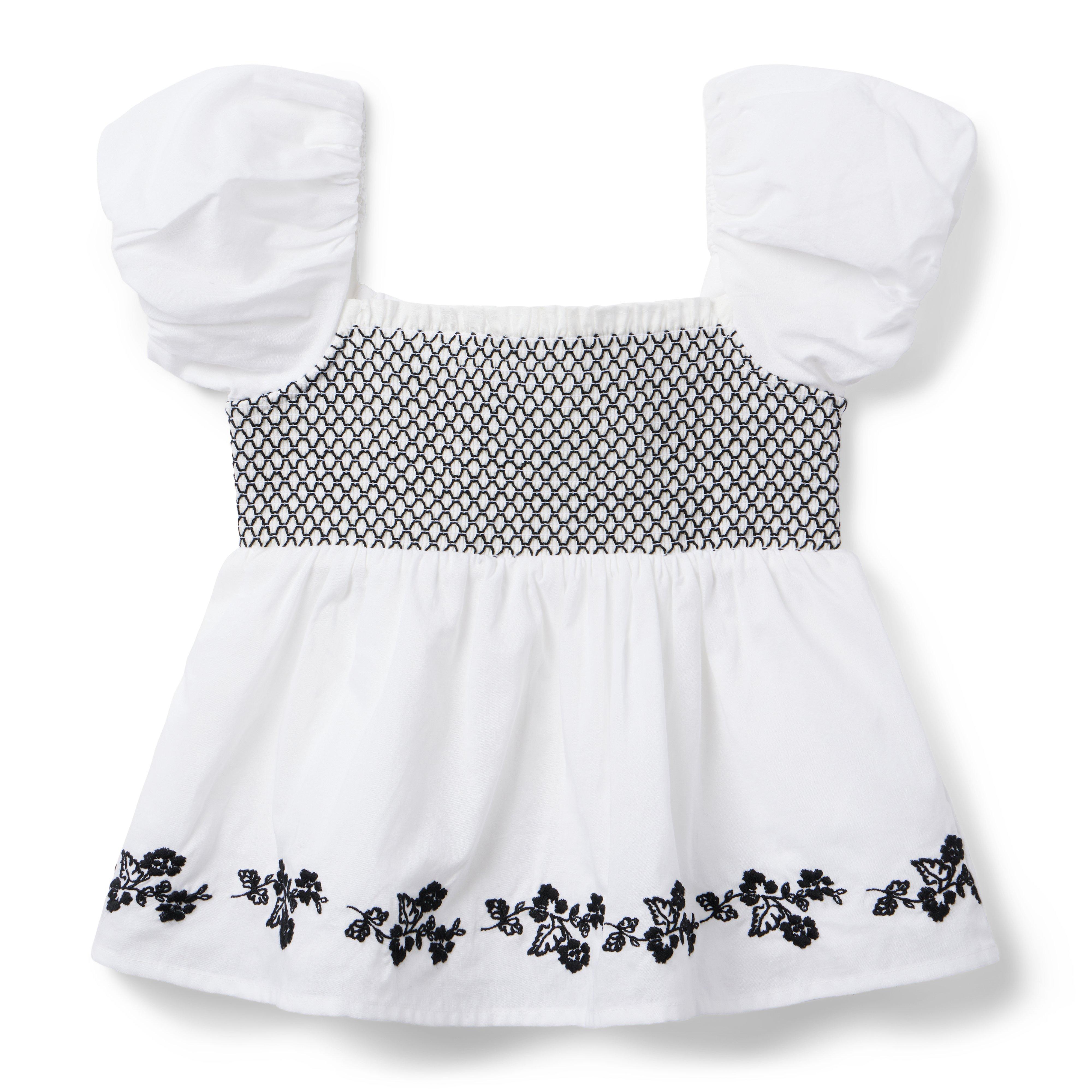 Embroidered Smocked Top image number 0