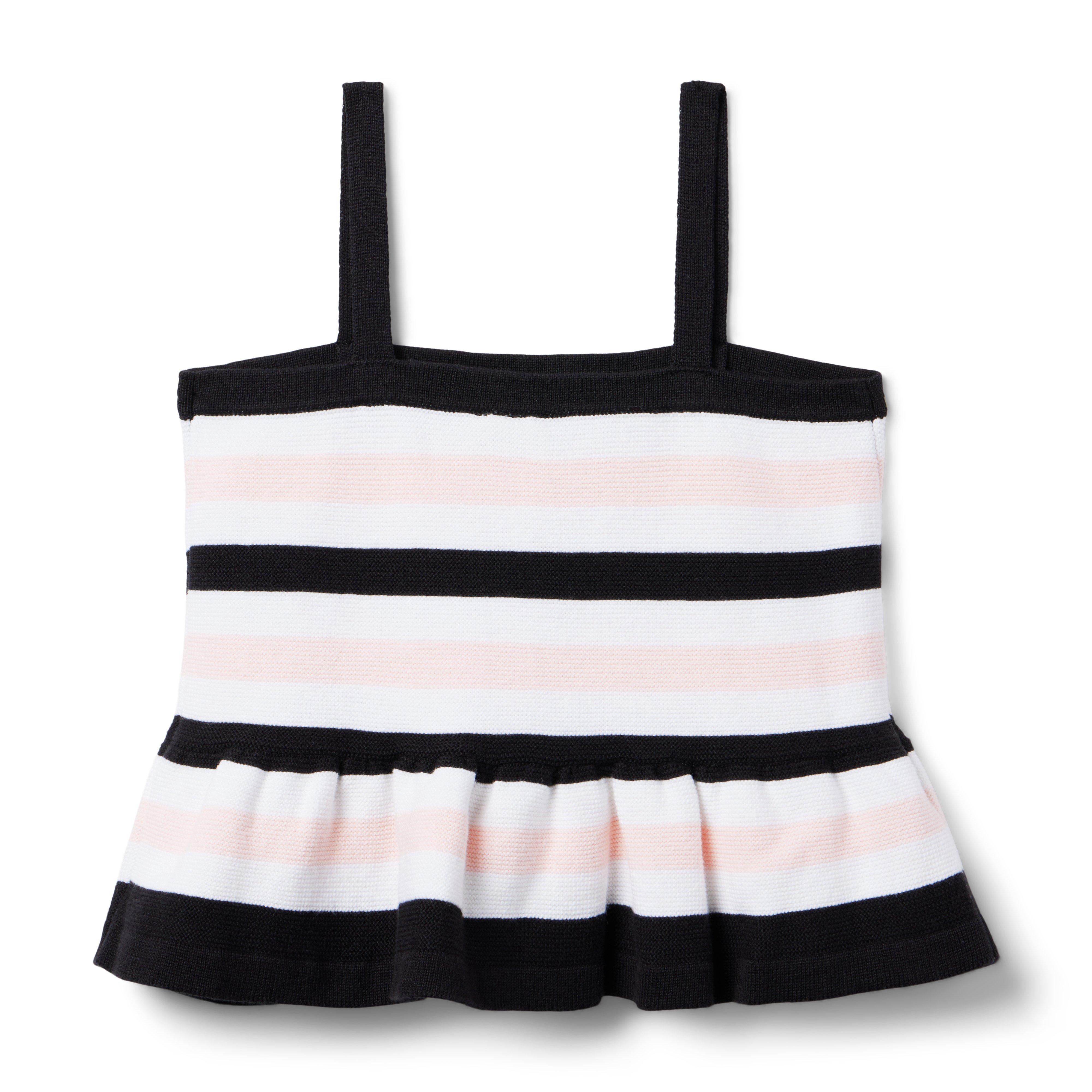Striped Peplum Cropped Top image number 2