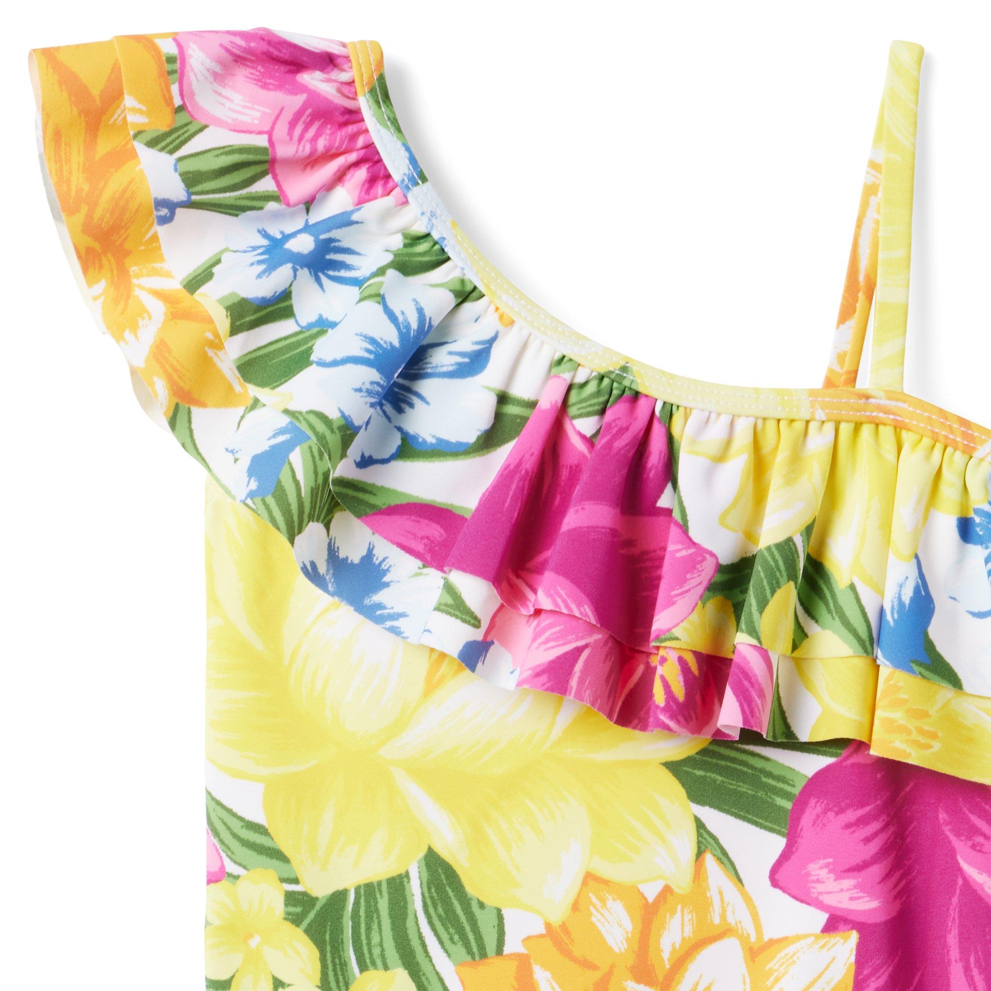 Recycled Floral Ruffle Swimsuit image number 2