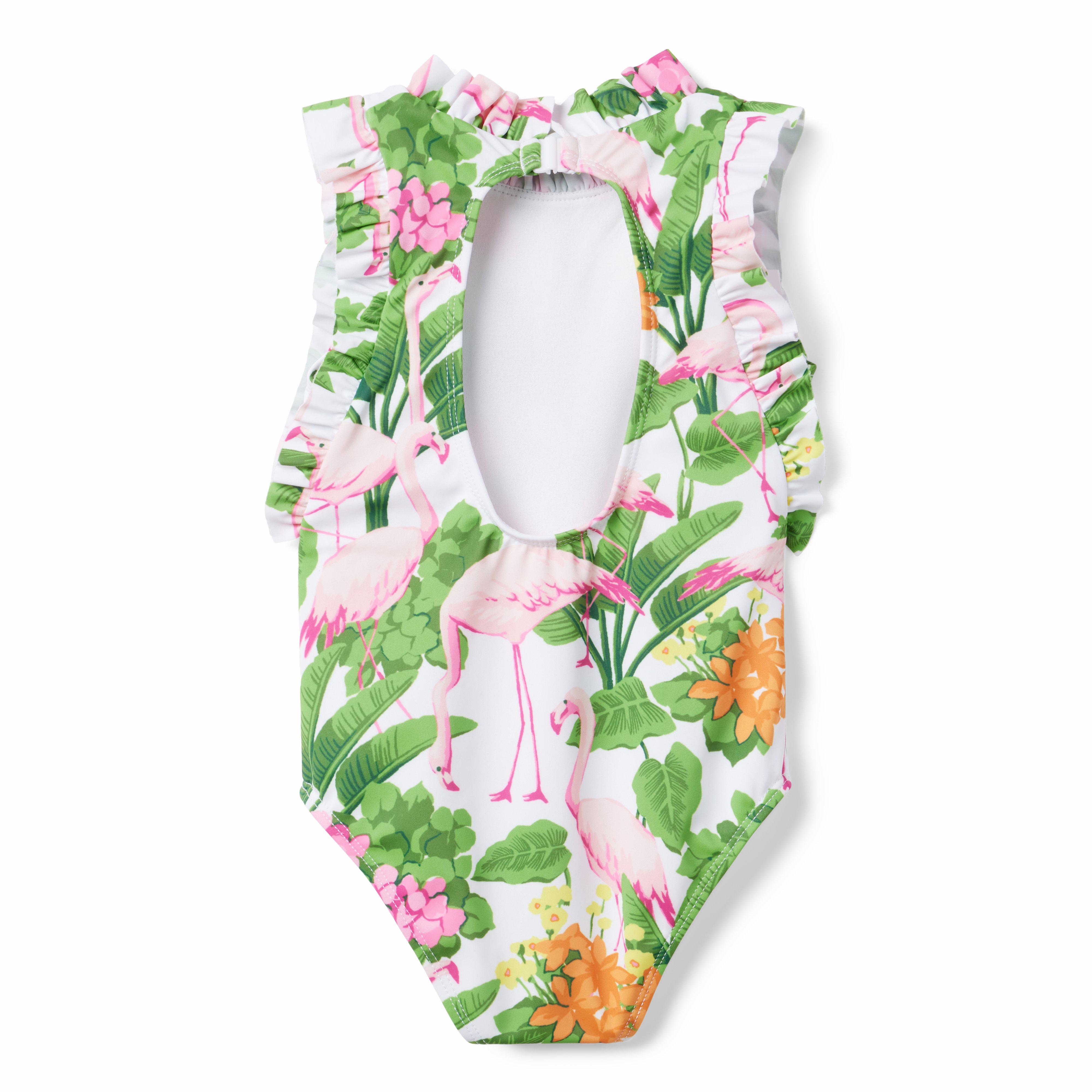 Recycled Tropical Flamingo Ruffle Swimsuit image number 2